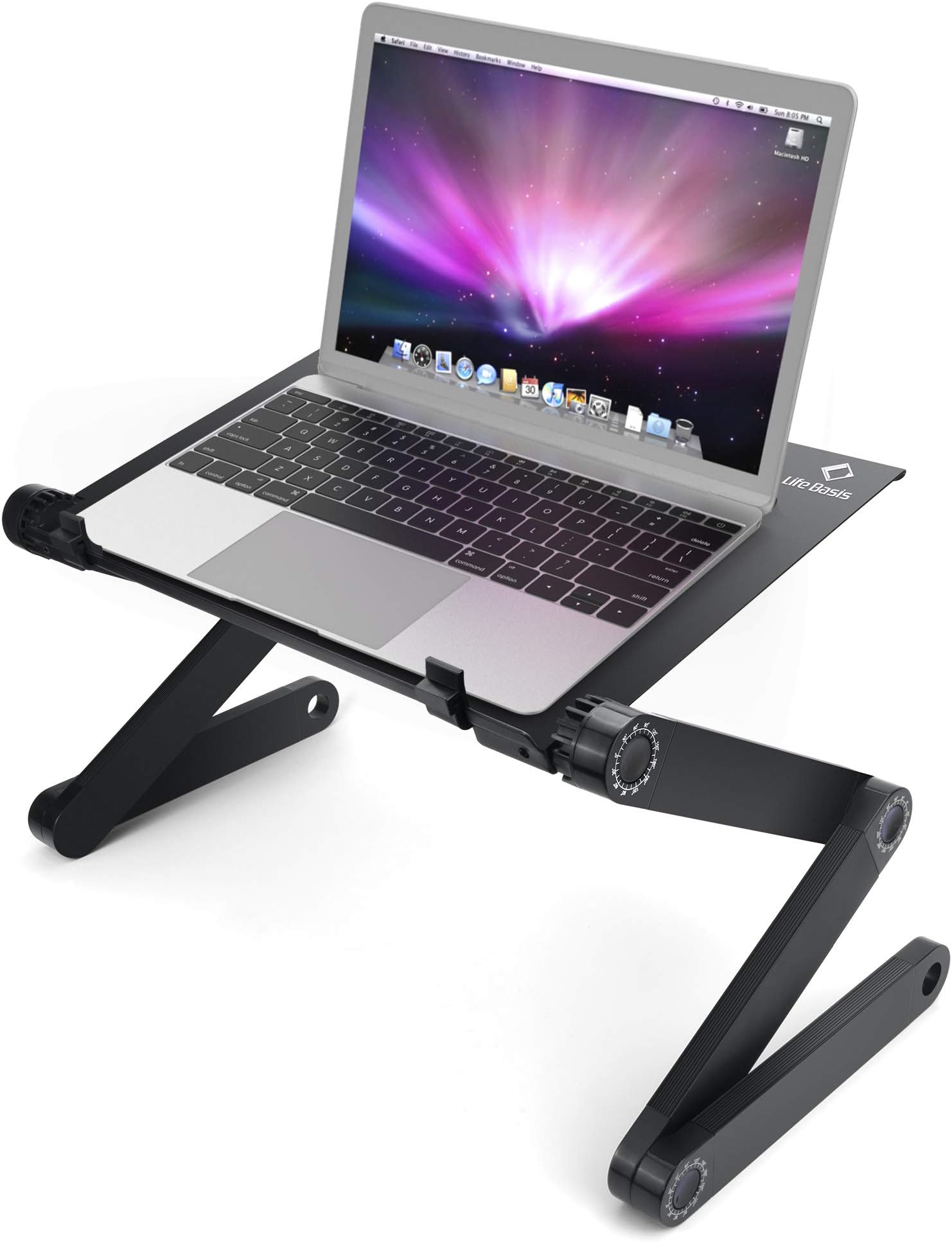 Laptop Stand Tray LifeBasis Adjustable Folding Bed Table Desk Notebook Stand Aluminum Alloy Portable Bed Tray Book Stand for Ultrabook Notebook Book Magazine up to 17" Black