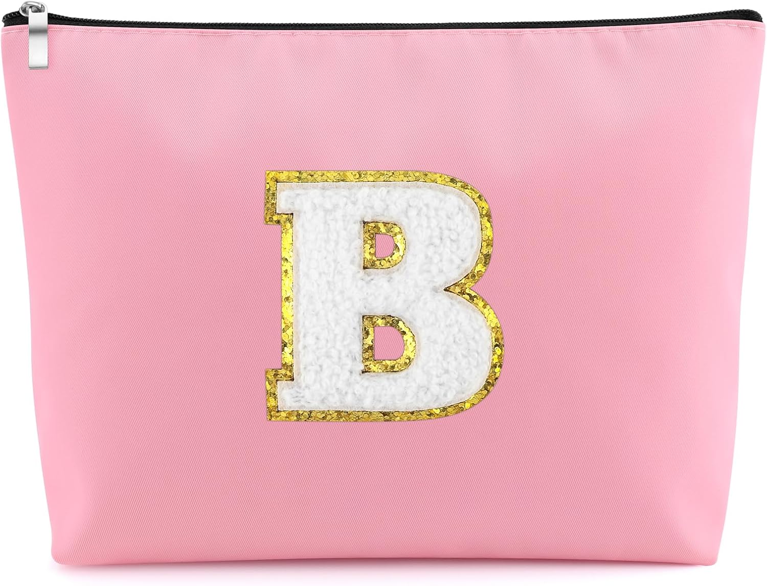 Mxrymvu Personalized Makeup Bag Initial A-Z Preppy Patch Bag Bridesmaid Gifts for Women Friends Makeup Organizer for Wedding Christmas Mothers Day Birthday Gift for Sisters BFF Mom Letter B