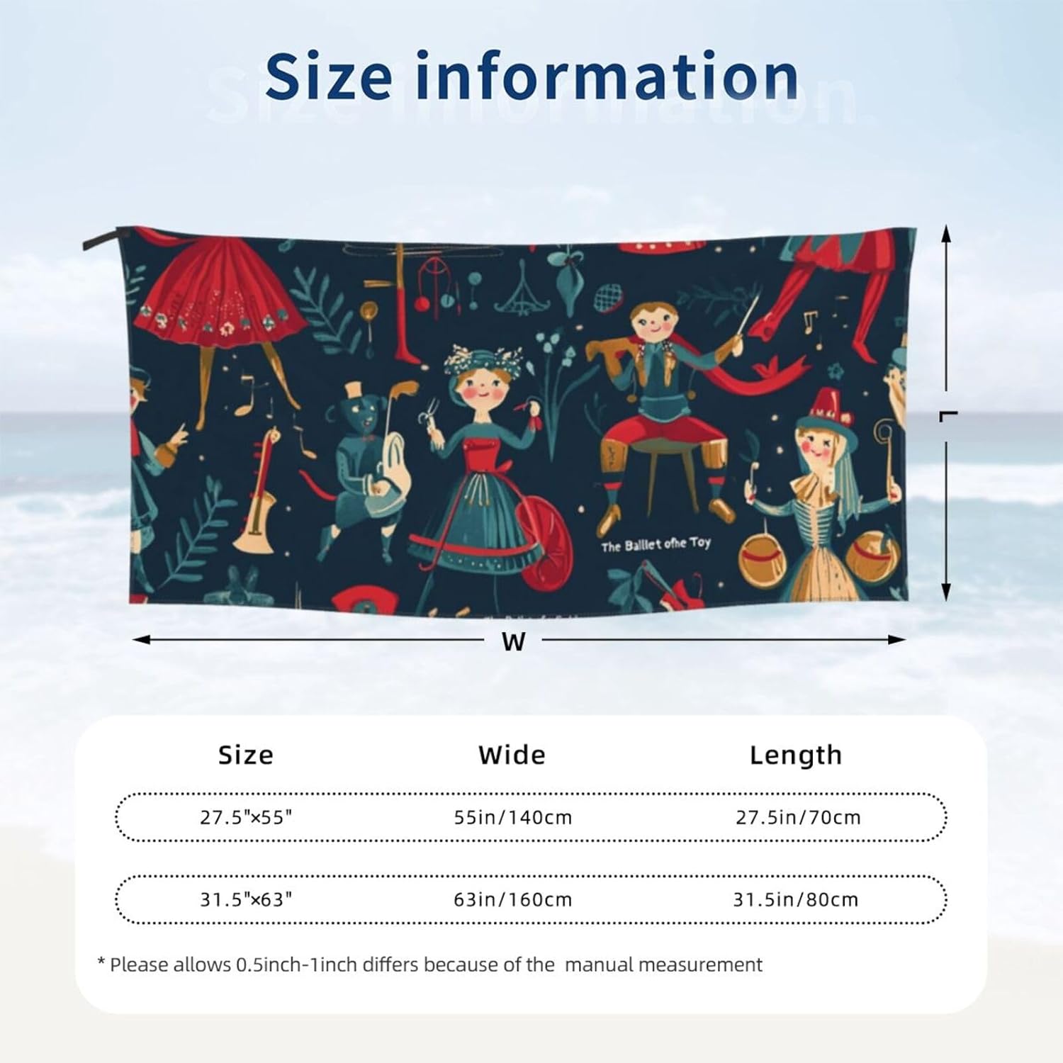 Beach Towel Oversized 31.5"x63" Sand Free Quick Dry Absorbent Bath Towels Women's Nutcracker Ballet Xmas Dance Beach Towels Lightweight Swim Travel Towel for Adult Gift Travel Vacation Essentials