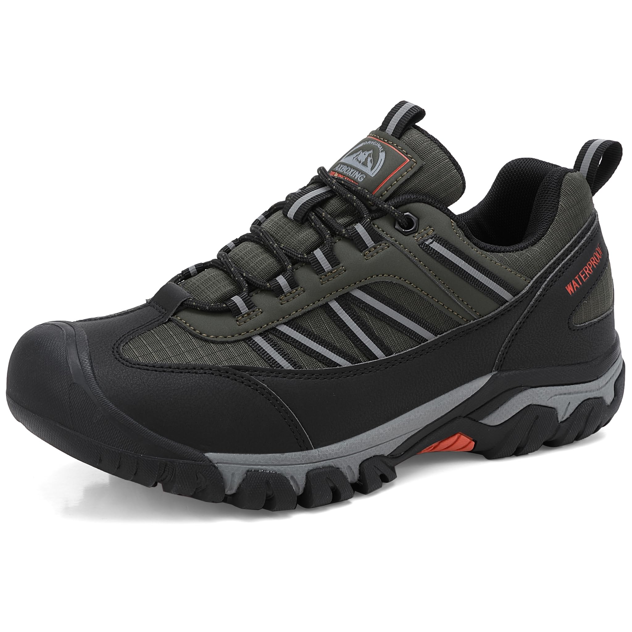 AX BOXING Wanderschuhe Herren Wasserdicht Trekkingschuhe Niedriger Outdoor Schuhe Zehenkappe für Trekking Wandern Camping 41-46 EU
