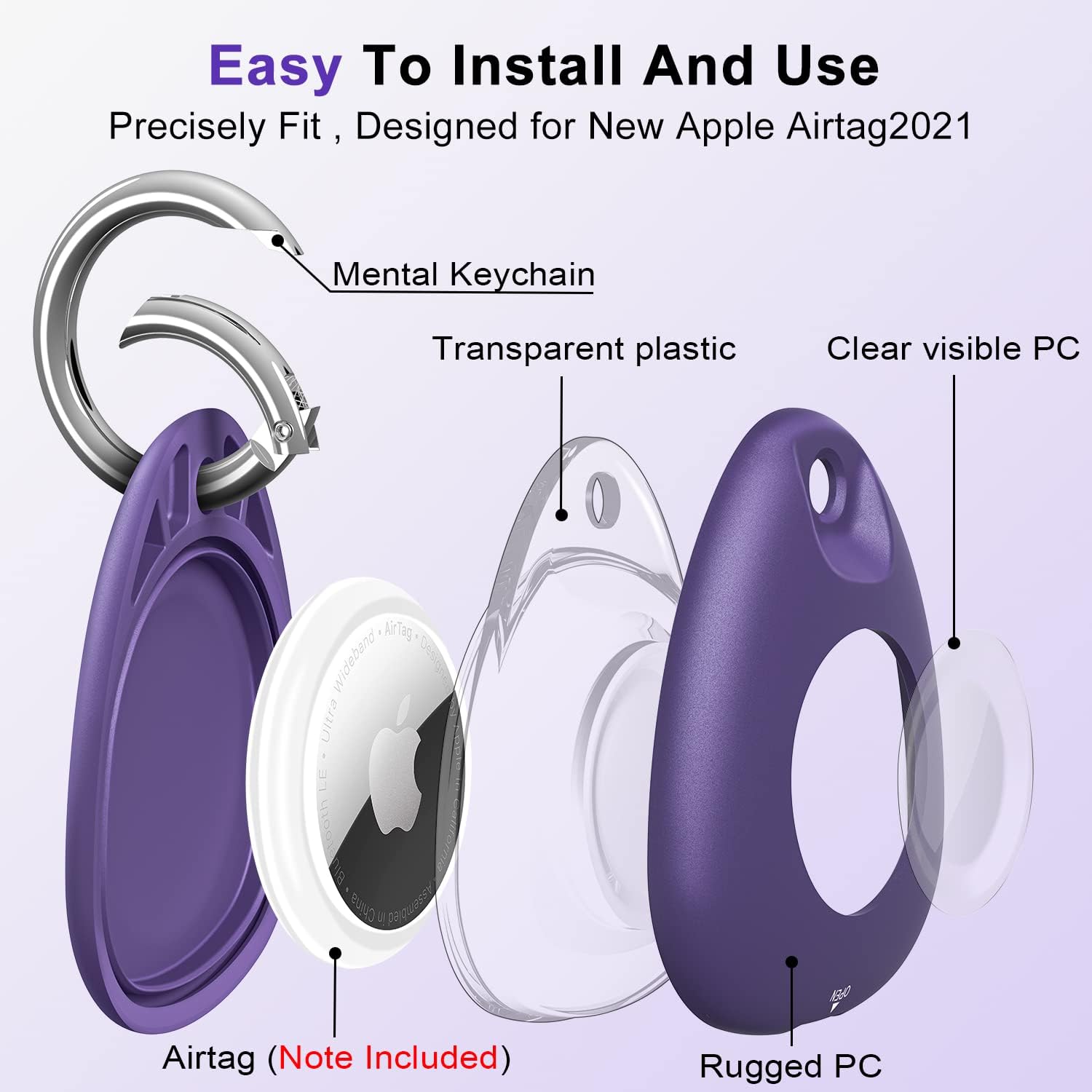 2 pack v golvin for airtag case ipx8 waterproof airtags holder with keychain ring full body shockproof anti scratch cover for air tag tracker finde