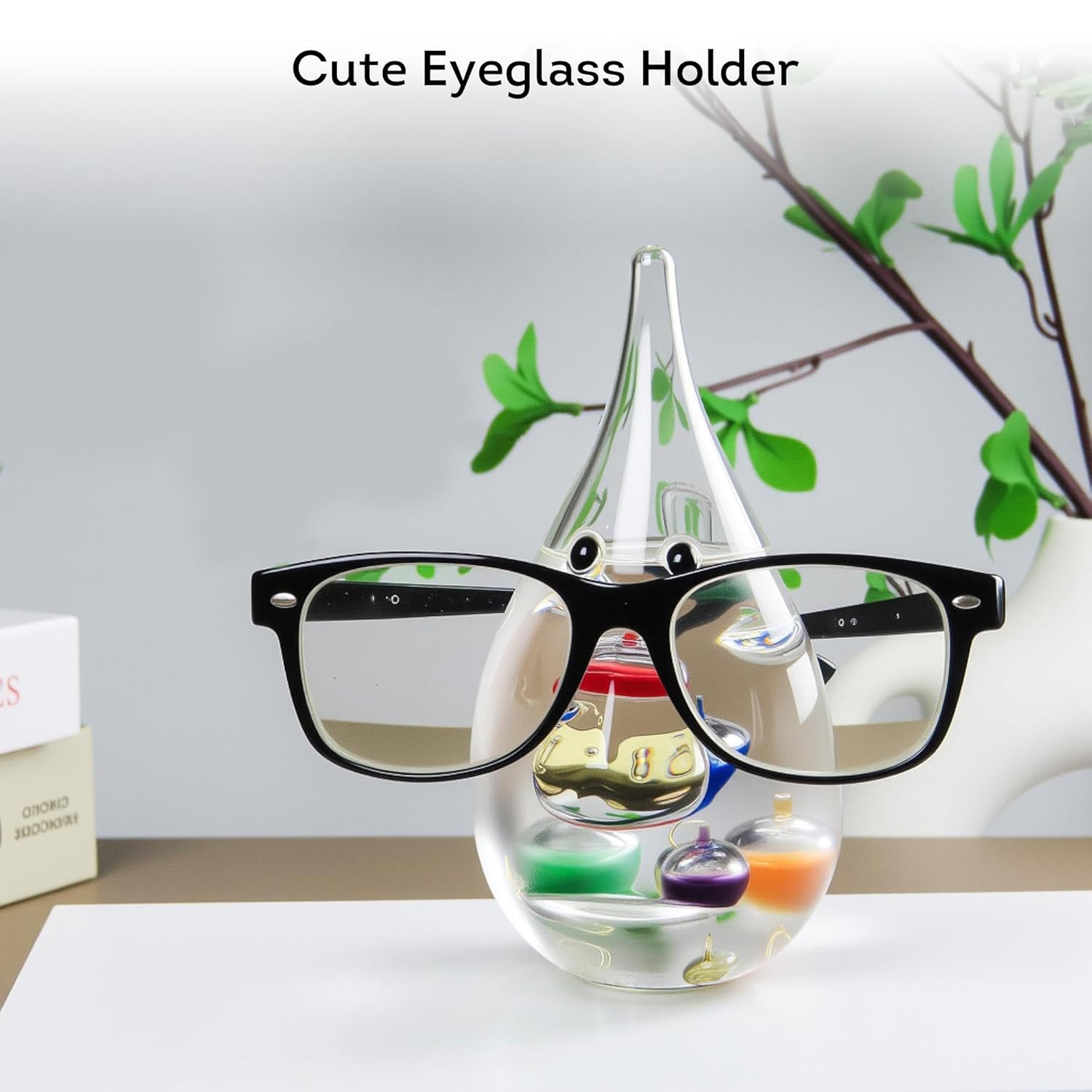 Lily's Home Galileo Thermometer Indoor - 6'' H Glass Water Thermometer with 5 Multi-Colored Spheres & Gold Tags - Hand-Blown Glass - Measures 64ºF to 80ºF - Decorative Eyeglass Holder Display