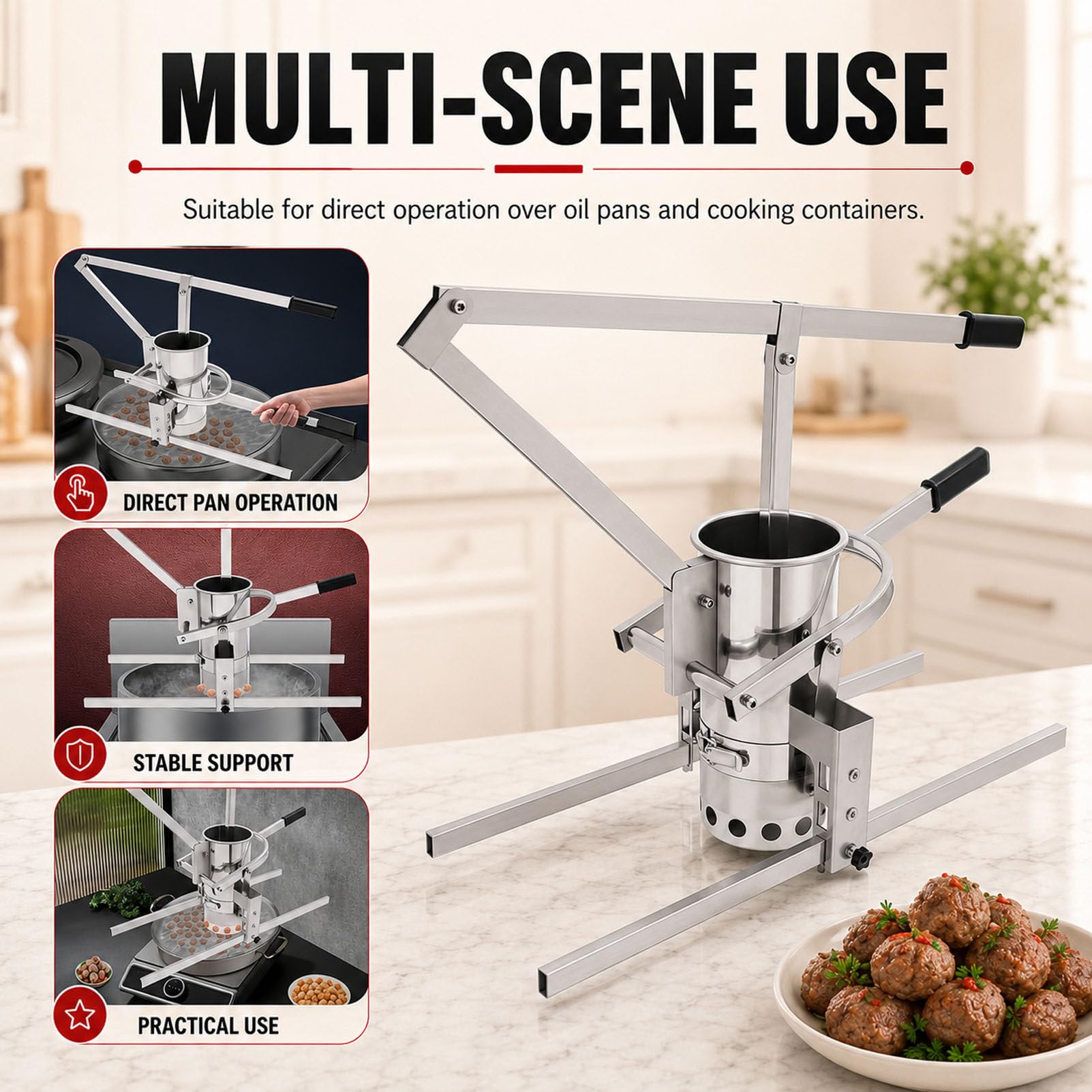 Prensa de acero inoxidable para albóndigas de carne y pescado 16cm/6in-A