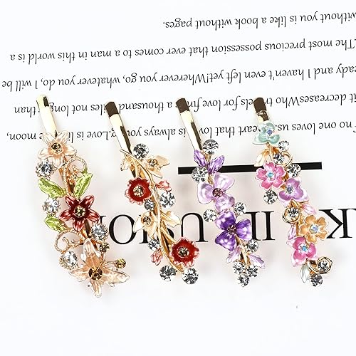 Miniatura 7 de Lawie Paquete de 12 joyas para el cabello de cristal con purpurina brillante, pinzas decorativas para el cabello con diamantes de imitación,