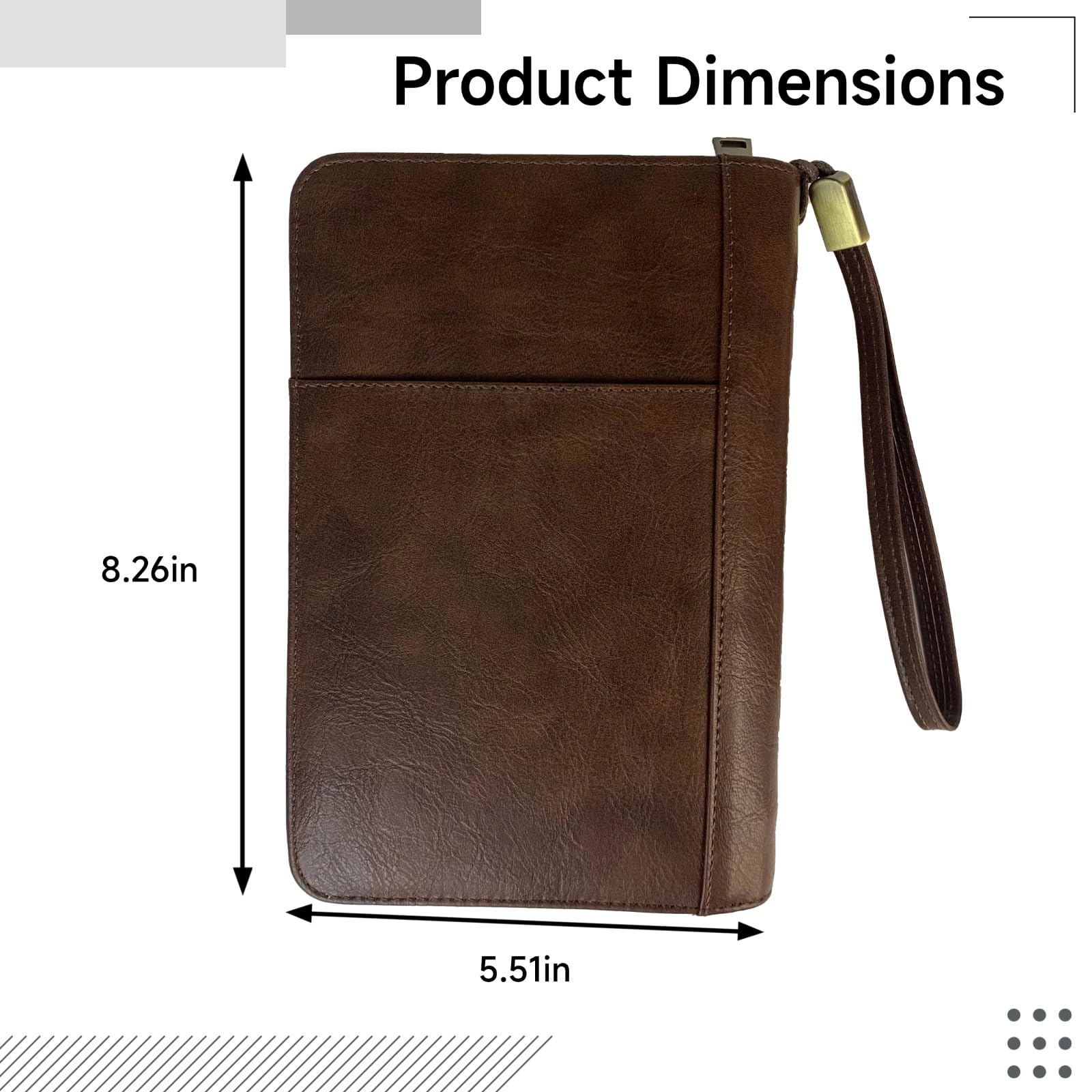 Etui na 5 cygar, skóra PU, przenośne etui podróżne z paskiem na nadgarstek, brązowy wzór retro liczi, mieści do 5 cygar, zapięcie na zamek błyskawiczny, wewnętrzna przegroda na karty, 21,1 x