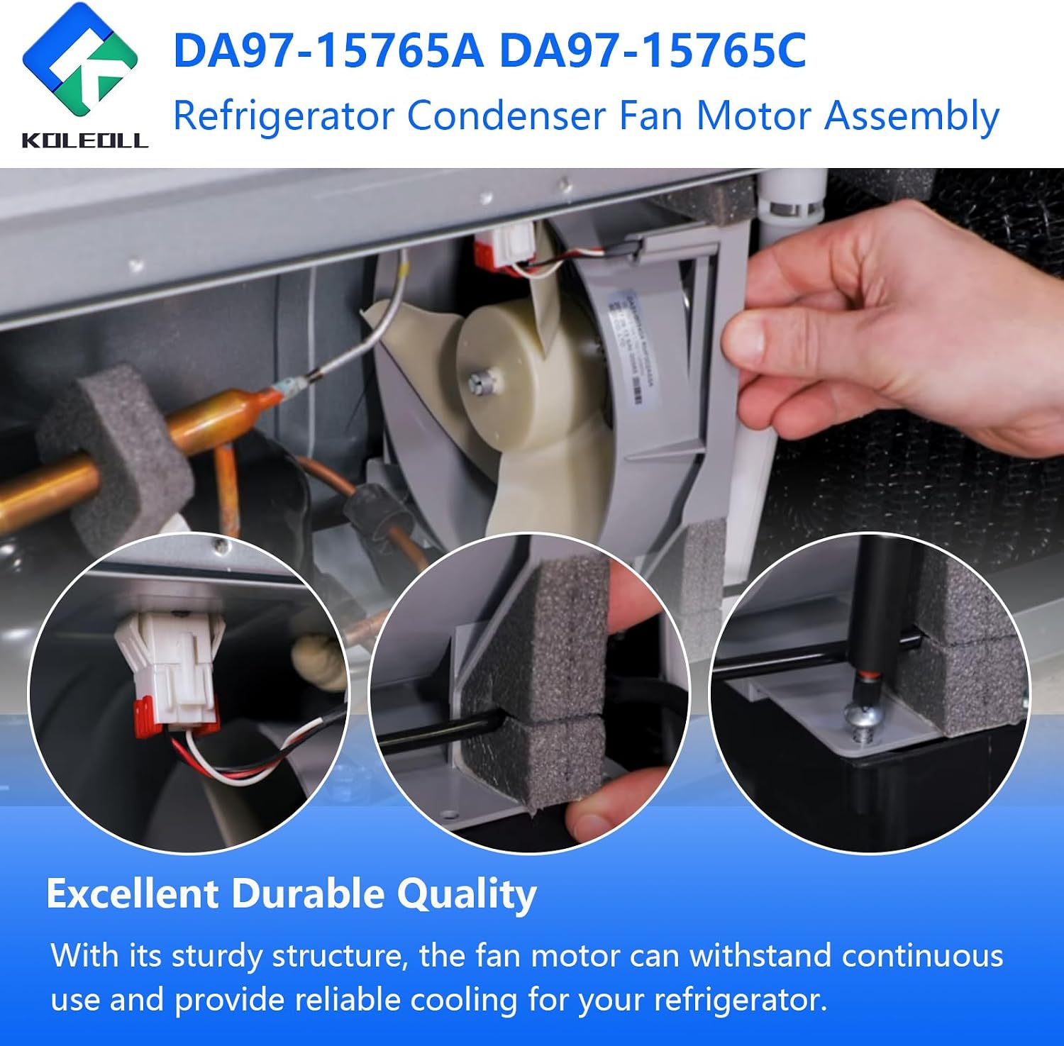 DA97-15765A DA97-15765C Refrigerator Condenser Fan Motor Assembly Compatible with Samsung Refrigerator DA97-12842A DA97-12842B DA31-00340A