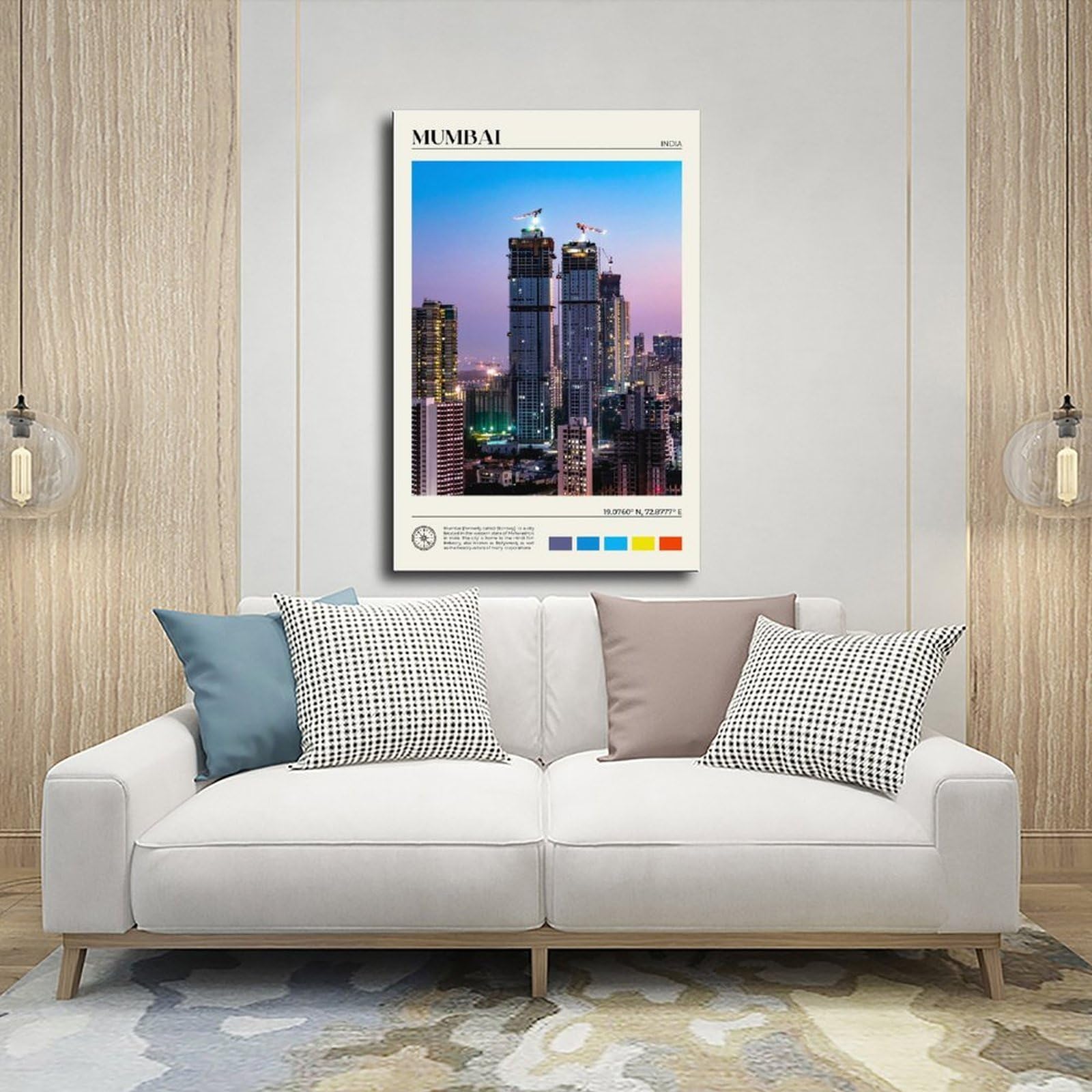 Mumbai Kunstdruck auf Leinwand, echtes Foto, Kunstdruck, für Wohnzimmer und Schlafzimmer, 61 x 91,4 cm (L x B)