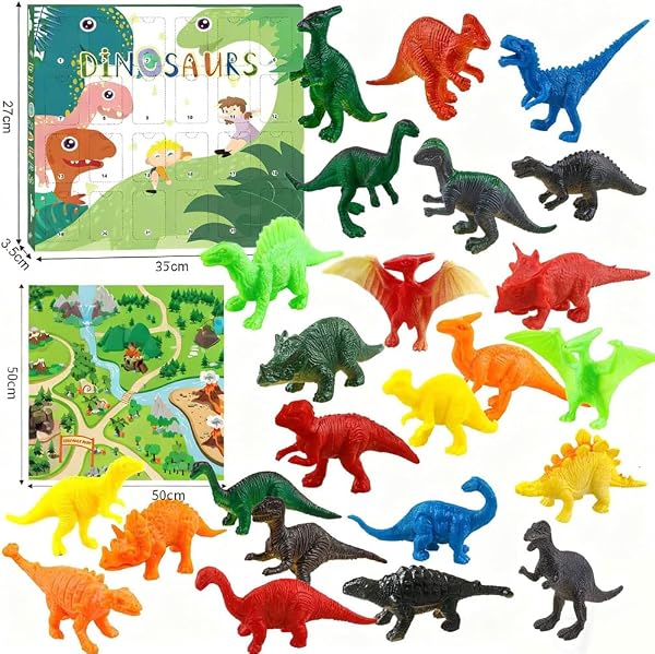 Calendrier de l'Avent 2025, Calendrier Compte à Rebours de Noël 24 Jours avec 24 Dinosaure Figurines Mini Dinosaure Jouet Boîte Aveugle Surprise de Noël Décoration de Noëls Cadeaux pour Enfants - 2
