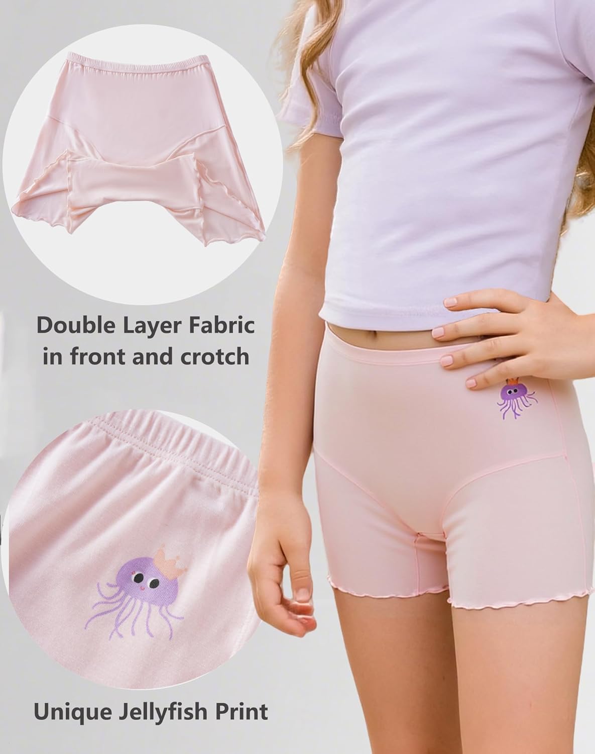 AMYNICE Girls Underwear, Soft Breathable Girl Panties with Lace Cuffs, Stylish Design Neutral Versatile Colors Girls Briefs - Image 7