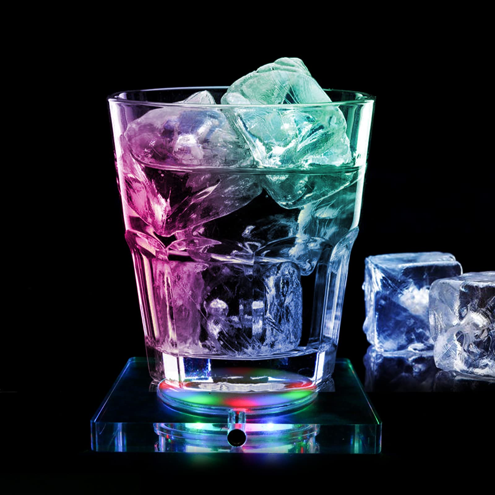 Simsimi LED Rechargeable Coasters, LED bar Cup Holders, LED Flashes, Festivals, Parties, Weddings, led Coaster, Christmas, Indoor Bars (Square White Light)