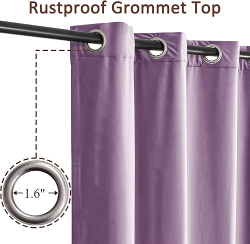 Miniatura 2 de Cortinas de terciopelo con aislamiento térmico de 216 pulgadas de largo y grosor con ojales en la parte superior, cortinas de terciopelo extralargas