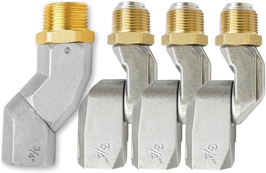 4 PCS 3/4 Inch NPT Fuel Hose Swivel 360 Rotating Connector for Fuel Nozzle Multi Plane Fuel Plane Swivel