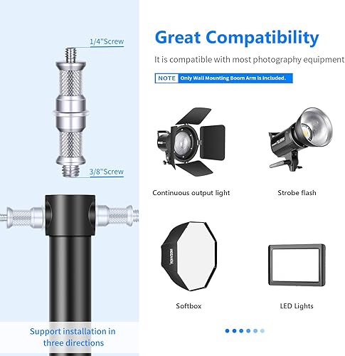 Miniatura 8 de Neewer Anillo de luz de 18 pulgadas, 55 W regulable 5500K luz con brazo triangular de montaje en pared, filtro de color de 240 LED, tubo suave y