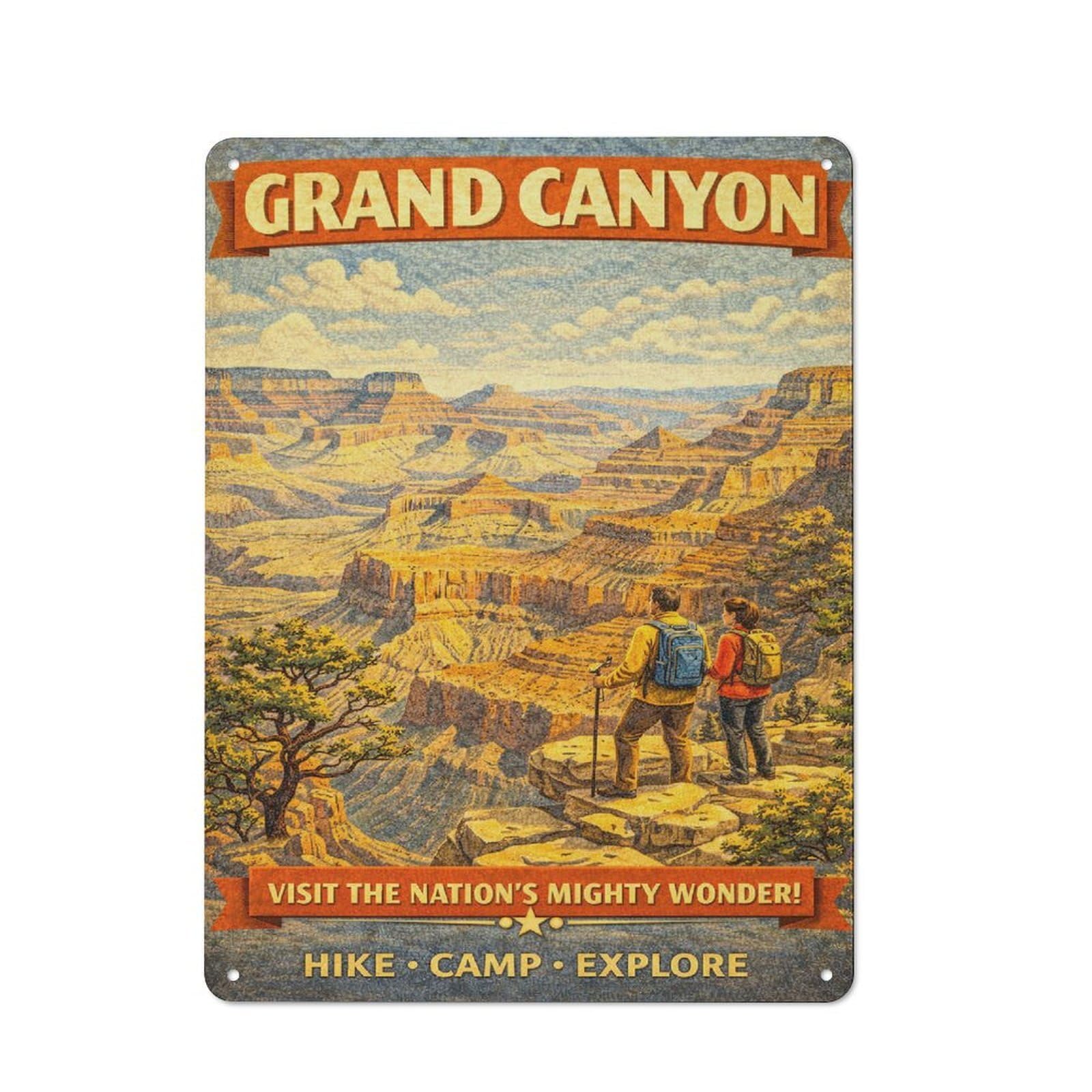 Junmoney Style-21 Metal Wall Sign 40X30cm Featuring Grand Canyon Vintage Travel For Hallway Wall, For Vintage Wall Decor Fans, For Cafés, Pubs And Restaurants