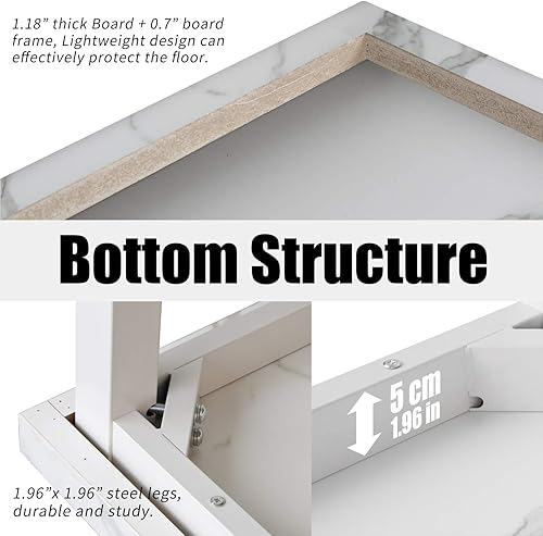 Miniatura 5 de TOPSKY Escritorio grande de oficina para computadora de 59 pulgadas, escritorio de 1.88 pulgadas de grosor (textura de mármol blanco) Blanco (White