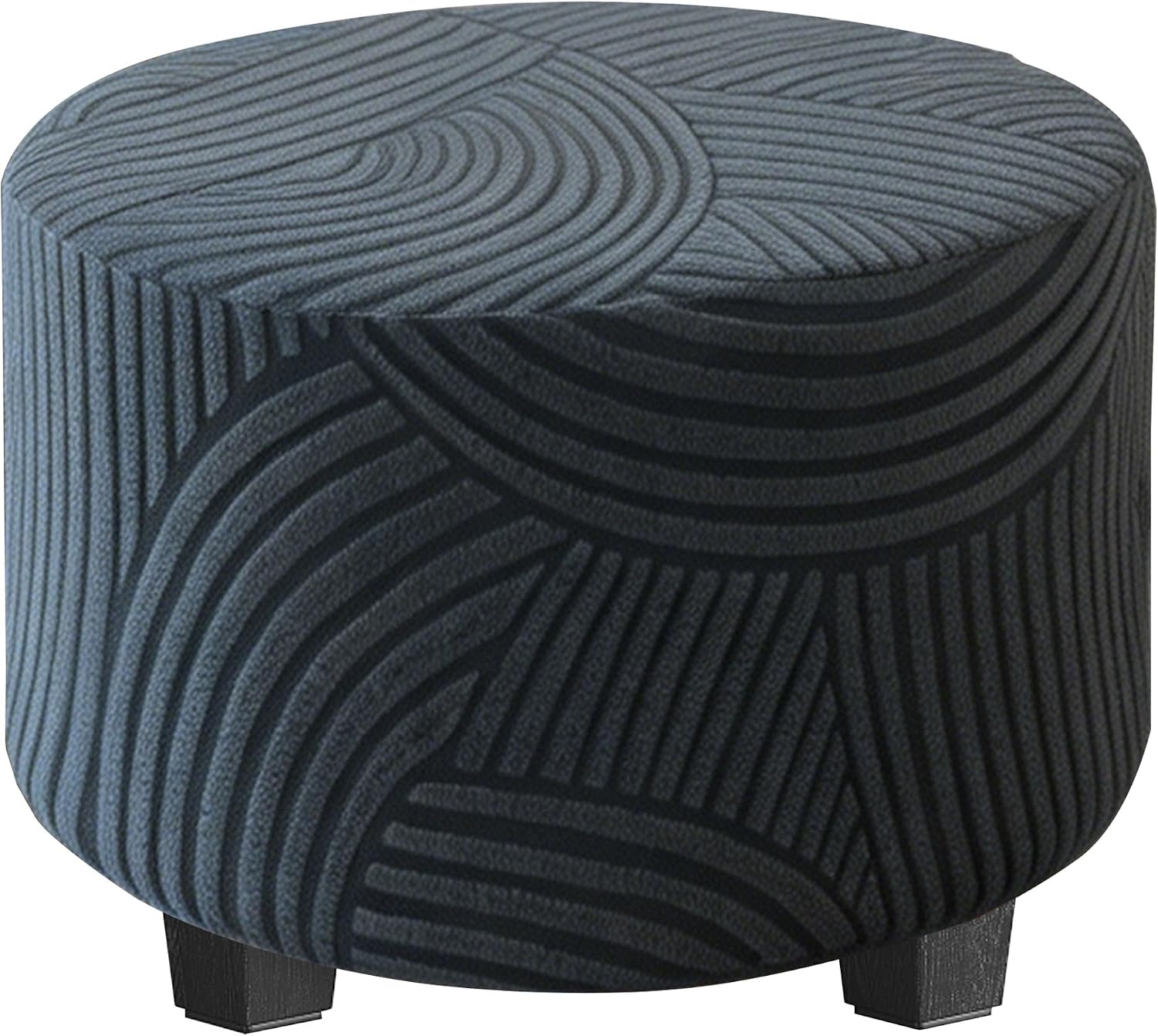 Ottoman Cover Round Stretch Jacquard Storage Ottoman Footstool Covers Washable Round Pouf Ottoman Footrest Slipcovers with Elastic Band for Living Room Bedroom Green