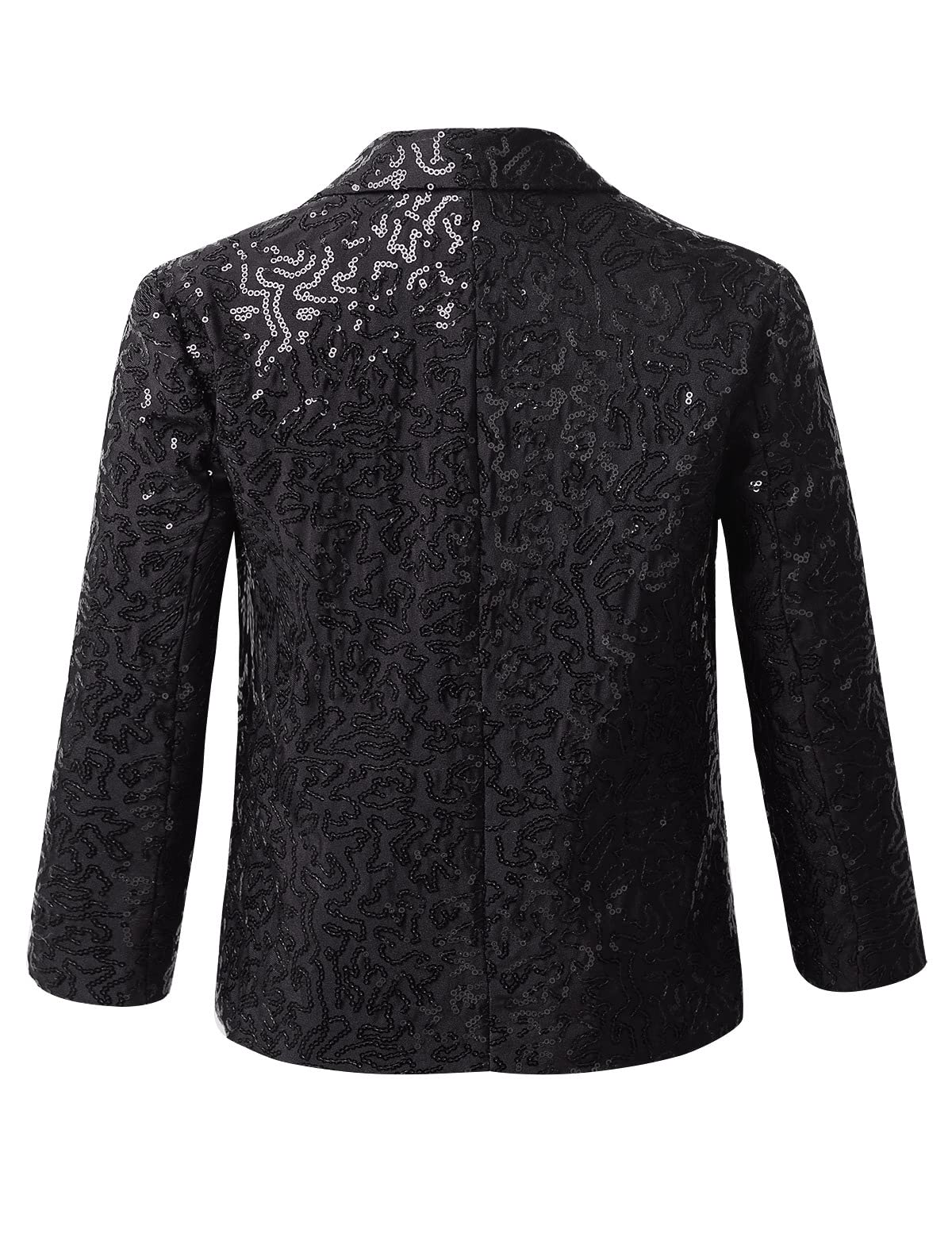 TTAO Chaqueta de traje de lentejuelas para niños y jóvenes, cuello en V, corte ajustado, chaqueta para esmoquin, para fiestas y bodas