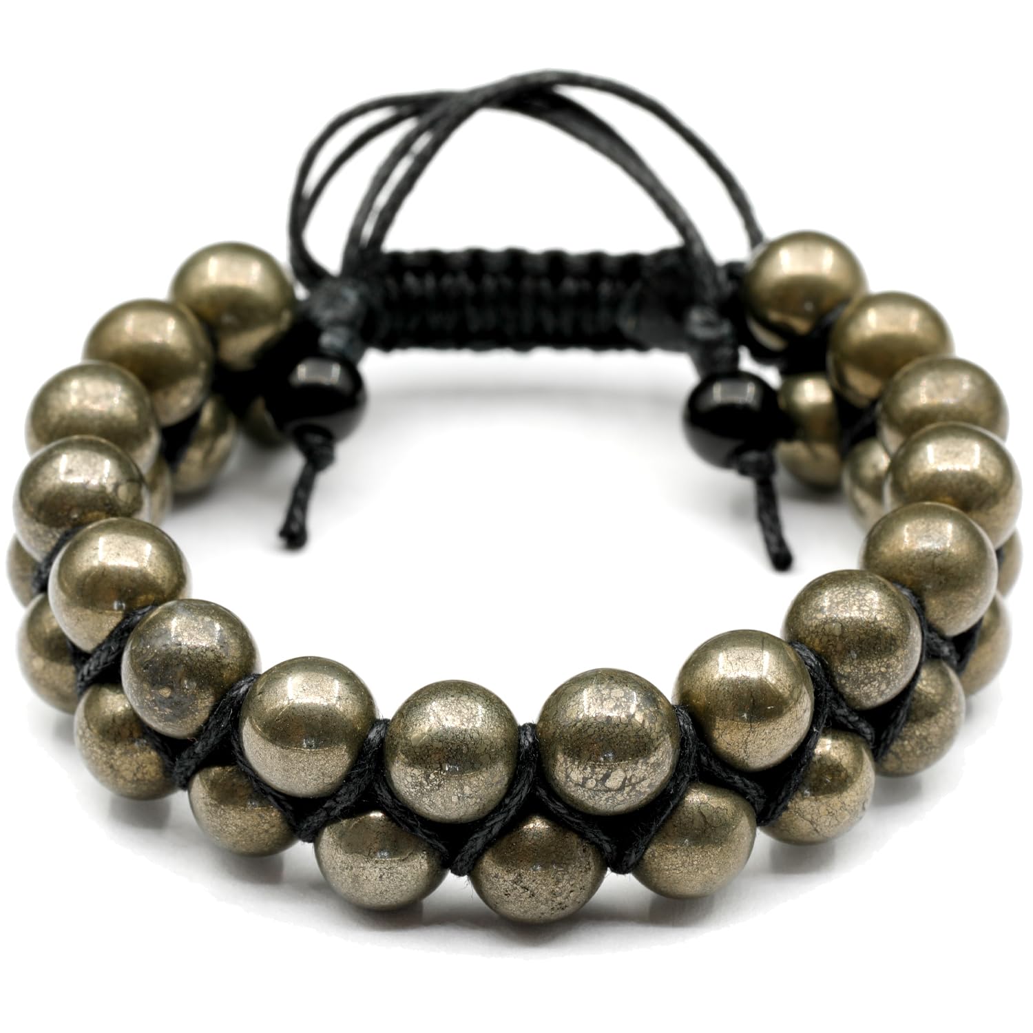 - Braccialetto con perle di pirite naturale, pietra preziosa energetica, cristallo macramè, unisex, bracciale unisex (uomo, pirite)