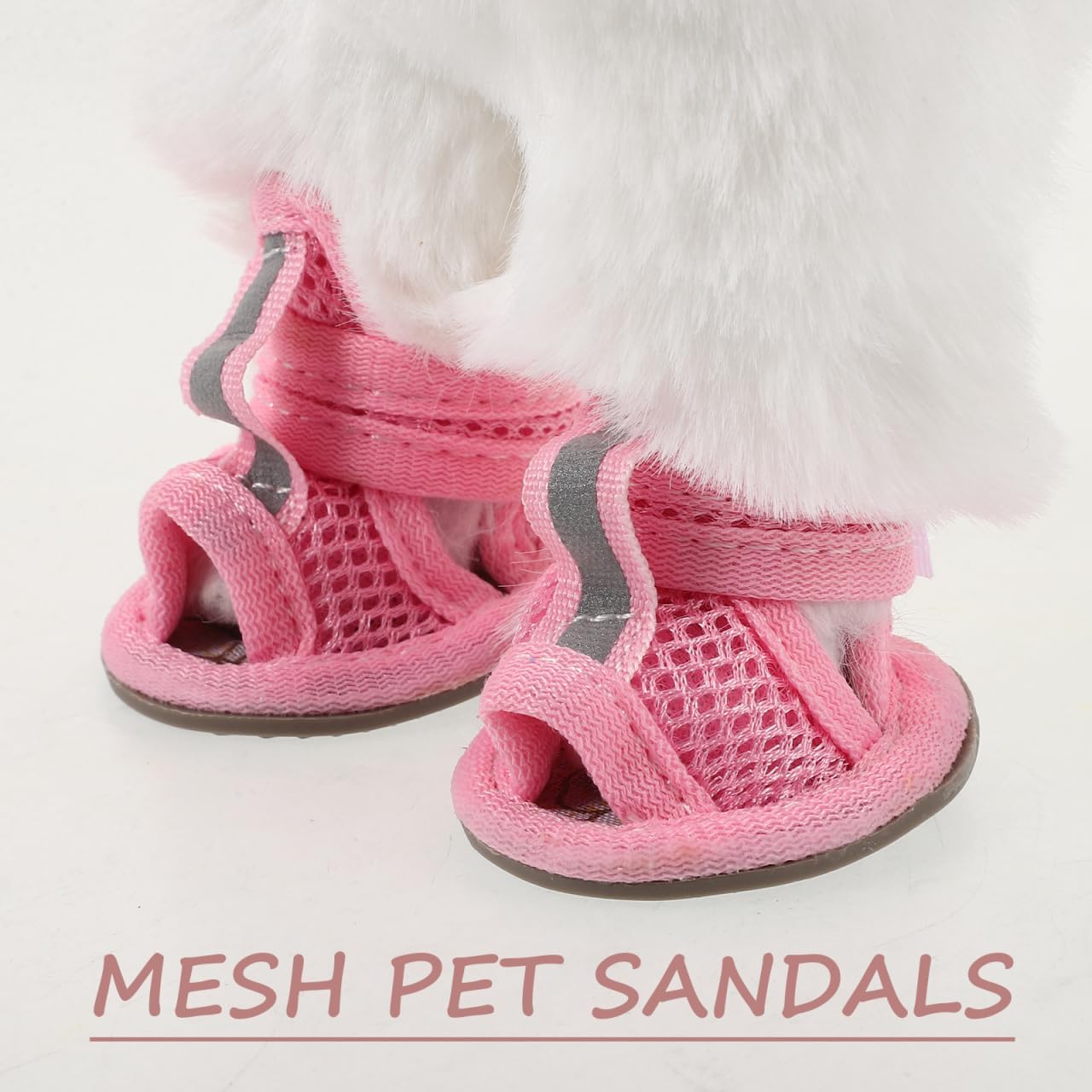 Dog Shoes: Hemobllo 4pcs Breathable Mesh Dog Sandals for Summer, Adjustable Fit Comfortable and Non-Slip Outdoor Shoes for Small Pet Puppy for Hot Weather, Rainy Days,Pink - Size 2