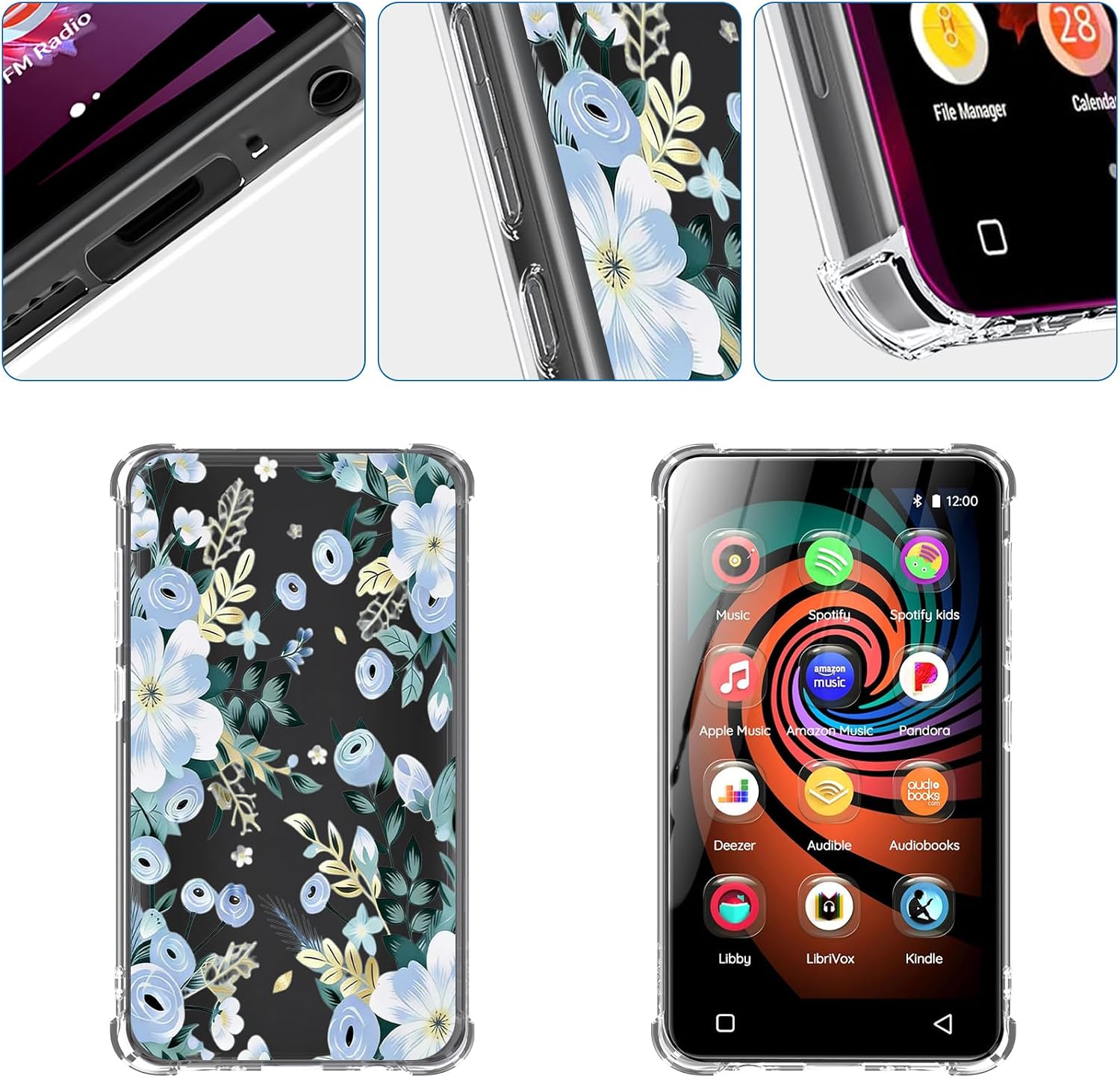 Case for innioasis G1 G3 Mp3 Player,TPU Clear Cover for Mp3 Player Anti-Scratch Shock Absorption 4.0 inch Case Crystal Clear. (Flower-A)