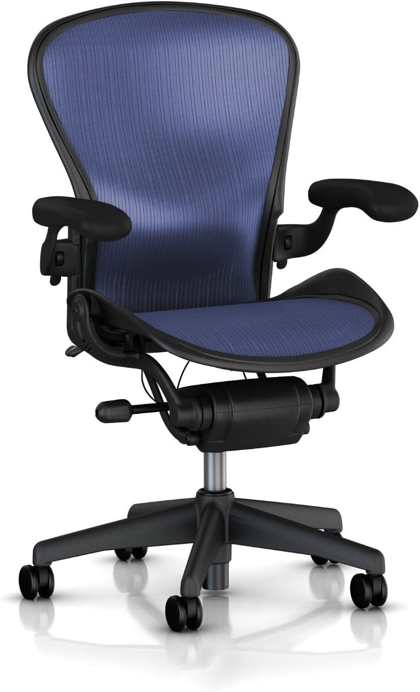 Herman Miller Classic Aeron Task Chair: Highly Adj w/Lumbar Pad - Tilit Limiter w/Seat Angle Adj - Fully Adj Vinyl Arms - Carpet Casters