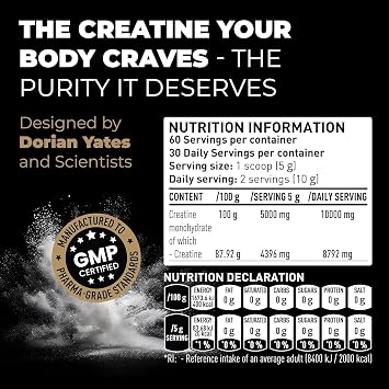 DY Nutrition Pure Creatine Monohydrate Powder 100% Micronized Creatine Powder - Elite Strength, Power, Muscle Recovery - Unflavoured & Instantized - Formulated by 6X Mr. Olympia (1000 Grams)