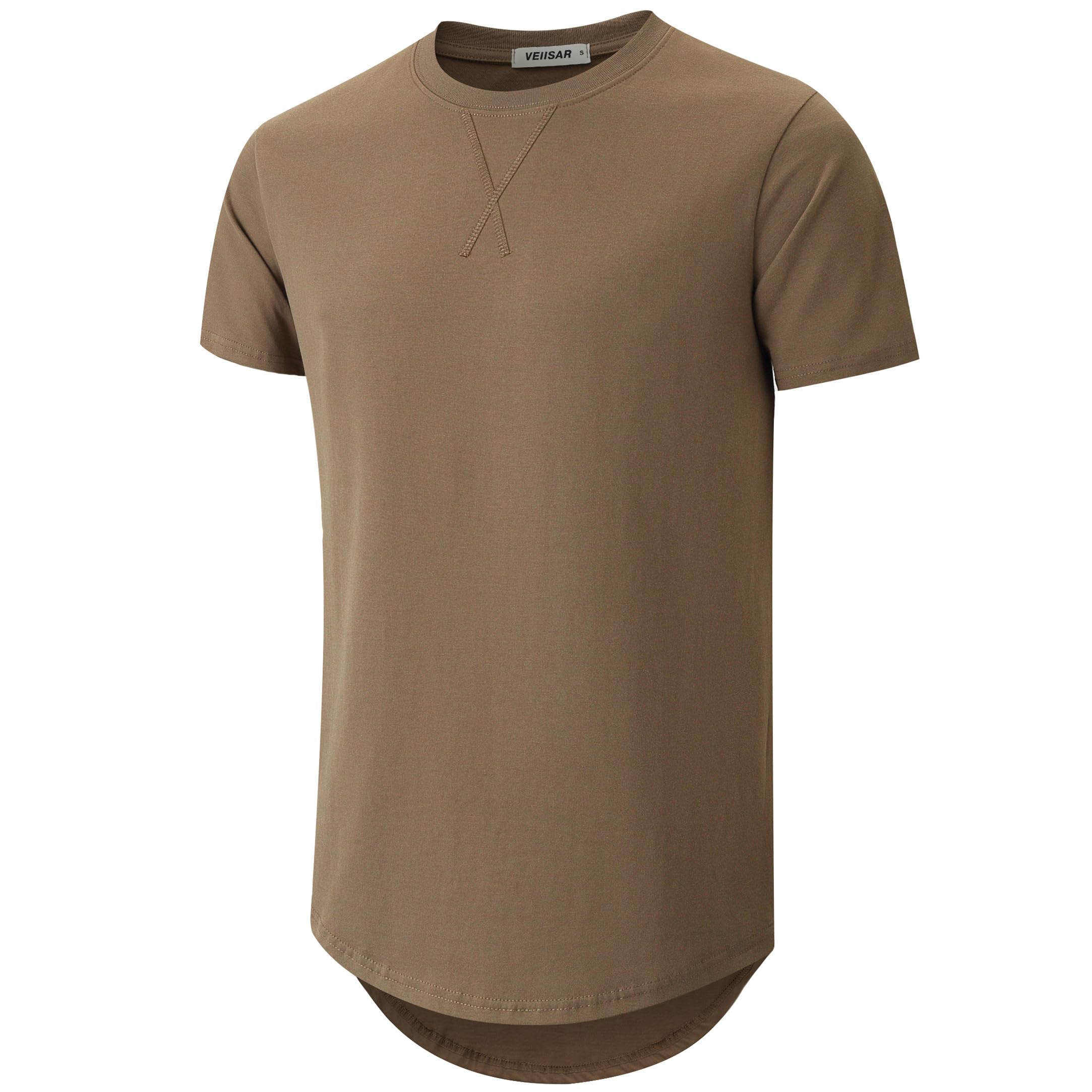 VEIISAR Herren Dickes Rundhalsmantel T-Shirt mit Herren 100 Baumwolle Heavy Duty Preshrunk Longline Shirt