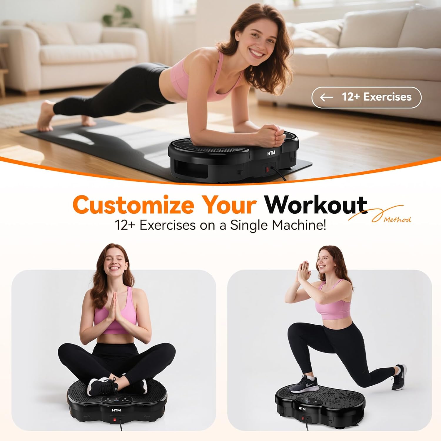 Vibration Plate Exercise Machine - 300 lbs Weight Capacity, 120 Speed Levels, 9 Workout Modes for Home Fitness, Muscle Toning & Weight Loss