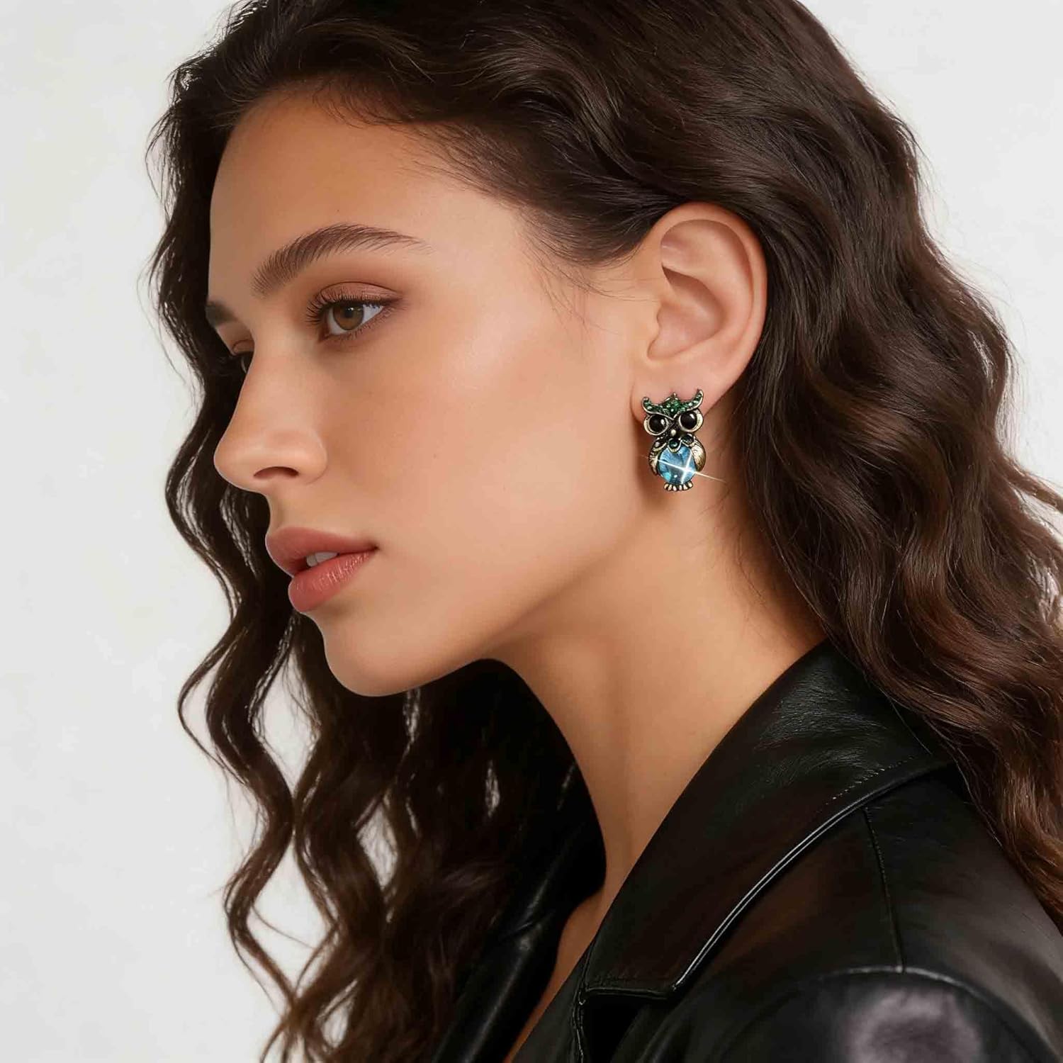 Boho Sapphire Owl Earrings Blue Crystal Owl Stud Earrings Gold Bird Stud Earring Cz Bird Earring Jewelry for Women - Image 7