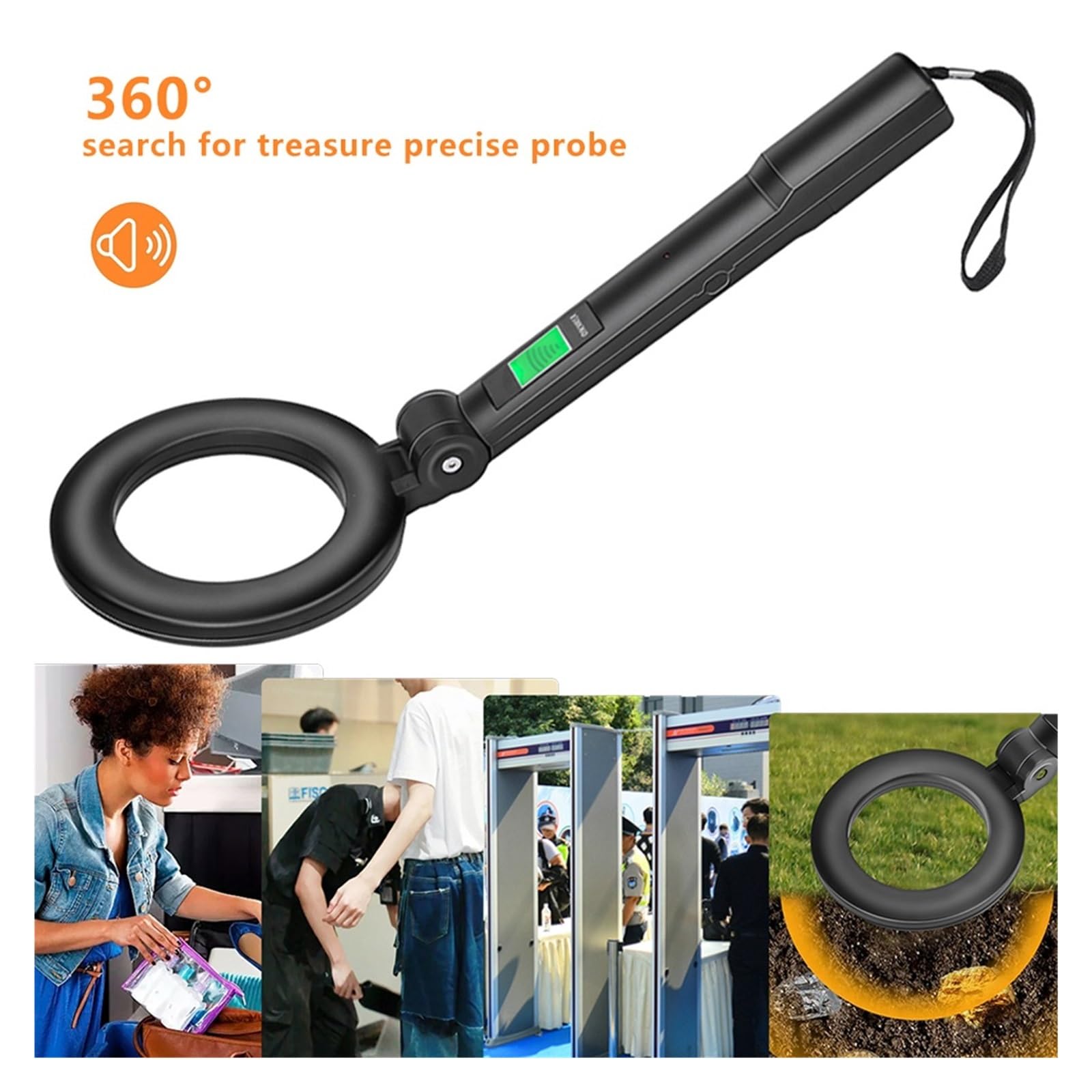 Wykrywacz Metalu, DM3004A Profesjonalny wykrywacz metali LED, przenośny pinpointer ze skanerem alarmowym i kontrolerem bezpieczeństwa