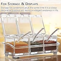 Vista 9 de V·RESOURCING Caja de condimentos transparente, 3 piezas de recipientes de especias con soporte para condimentos, sal y azúcar, con 3 cucharas