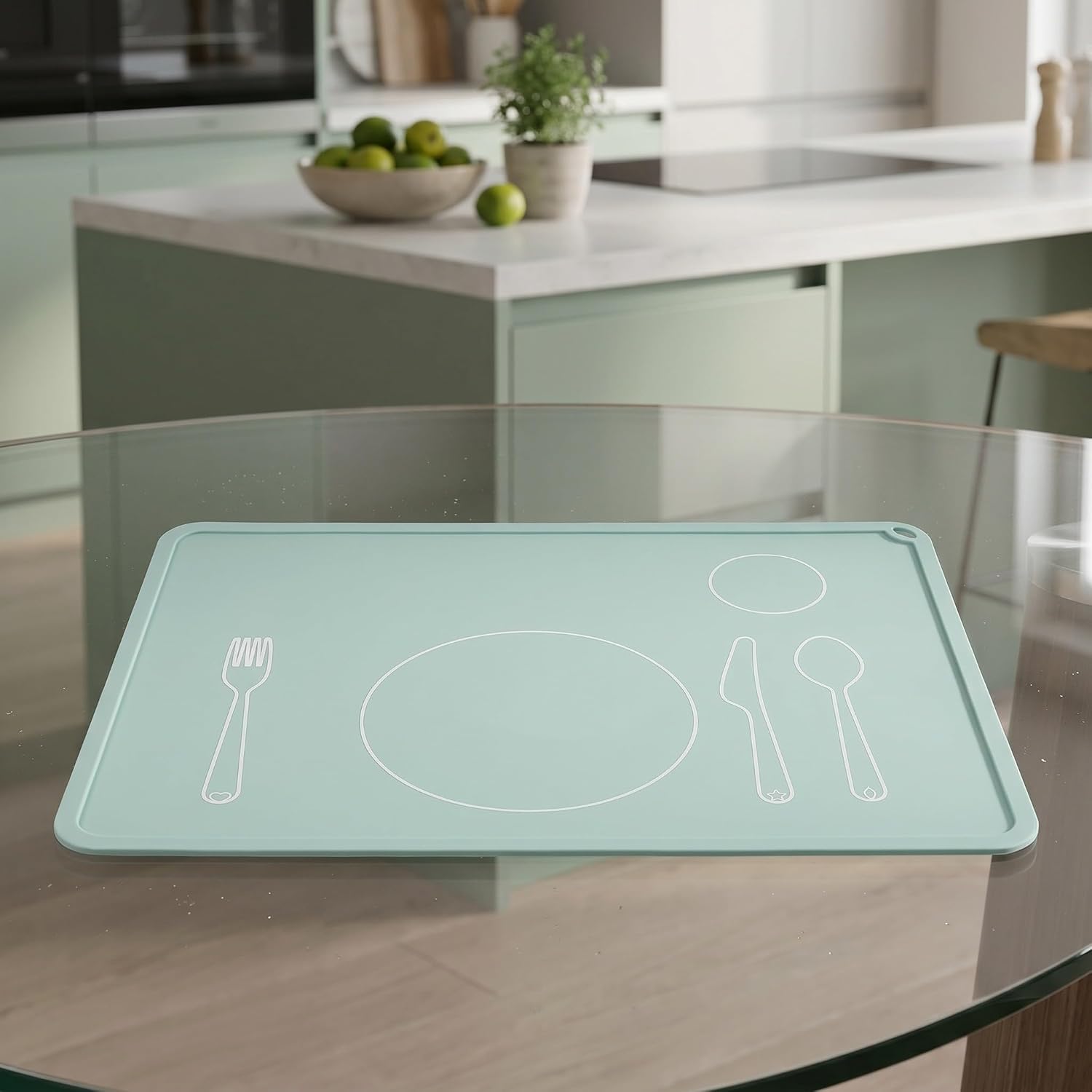 YARNOW Silicone Placemat for Kids,Toddlers,Babies - Non-Slip Dinning Table Mat - Baby Eating Mat for Toddler Dining Table Setting Learning Kitchen Blue