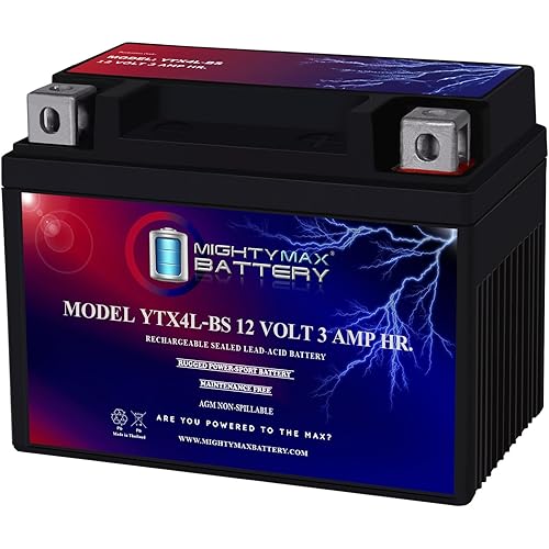 Mighty Max Battery YTX4L-BS SLA Battery for ATV Quad Dirt/Pit Bike 50/70/110/125 CC Brand Product