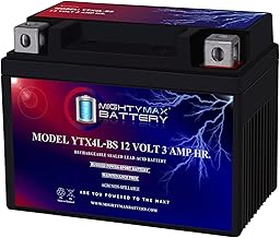 Mighty Max Battery YTX4L-BS - 12 Volt 3 AH, 50 CCA, Rechargeable Maintenance Free SLA AGM Motorcycle Battery