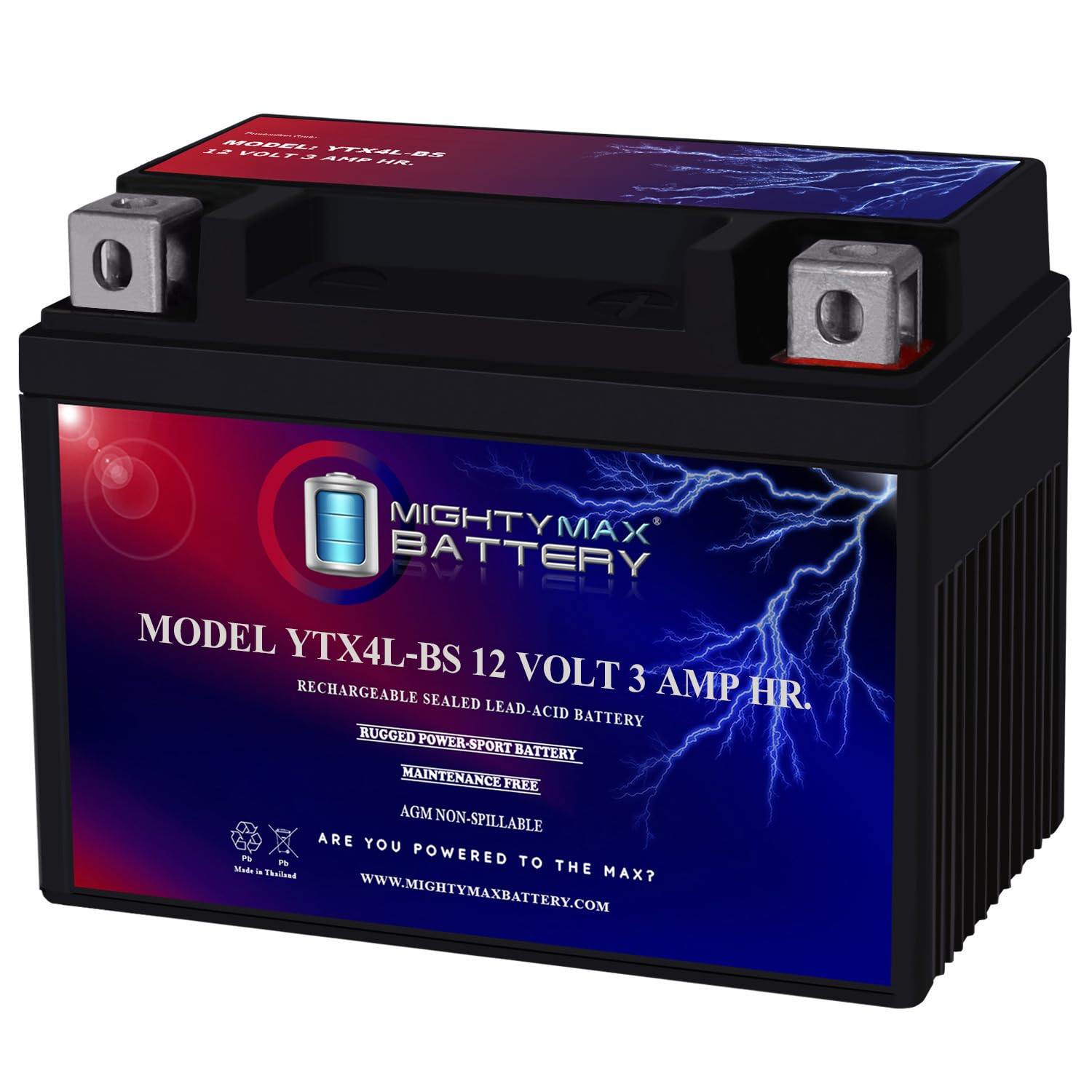 YTX4L-BS 12 Volt 3AH Motorcycle Battery Replaces YTX4L-BS