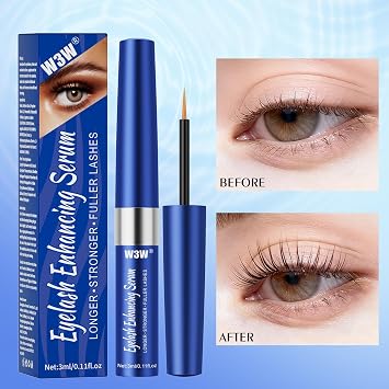 W3W Eyelash Growth Serum for Boost,Lash Growth Serum Advanced Formula for Longer, Fuller, and Thicker Lashes, 3 ML (Blue)