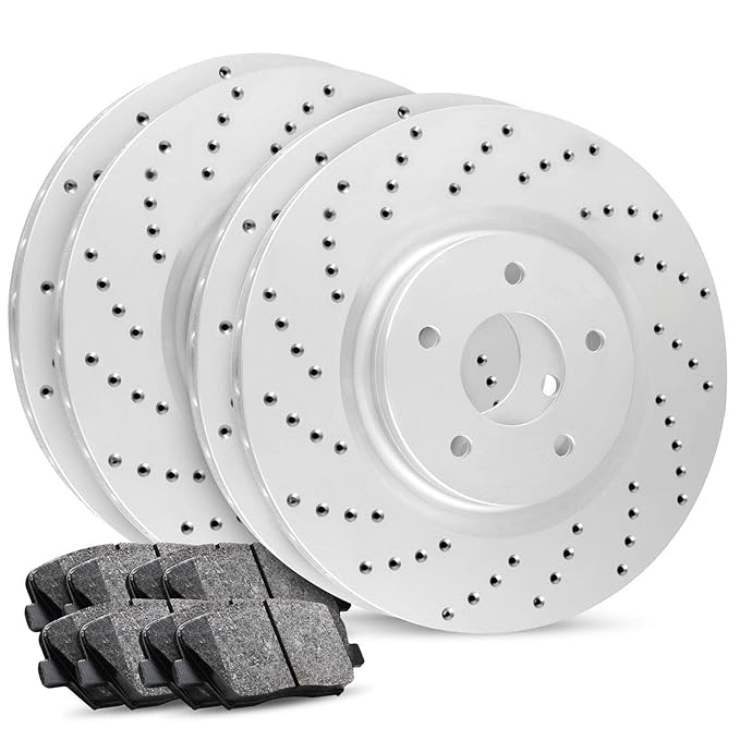 R1 Concepts Front Rear Brakes and Rotors Kit Front Rear Brake Pads