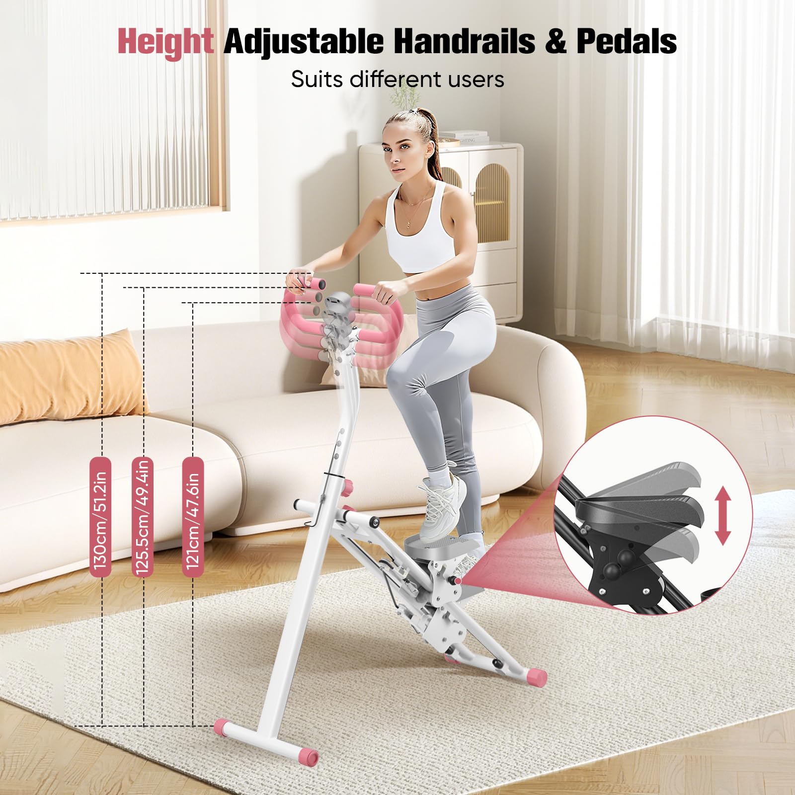 Stepper d'intérieur Haut de Gamme, doté de 3 Niveaux de réglage en Hauteur, d'un Mouvement elliptique d'un écran LCD d'une Conception Pliable et Portable Ainsi Que de Mains courantes réglables