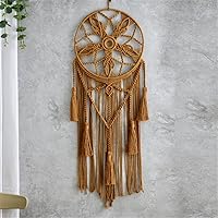 Vista 3 de Tapiz de atrapasueños, bohemio, macramé, tejido de algodón, hecho a mano, arte bohemio con borlas, adorno para dormitorio, sala de estar