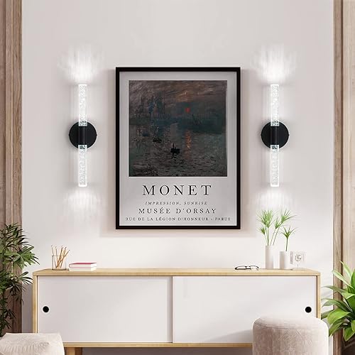 Miniatura 5 de Juego de dos apliques de pared modernos, iluminación de pared, lámpara LED cromada, 8 W, 6000 K, luz de baño en aluminio de burbujas de cristal