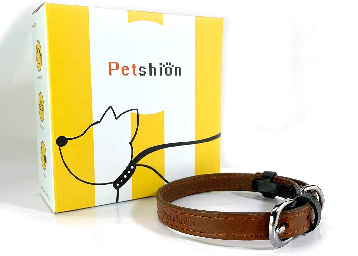 Leather Dog Collar for Medium Dogs with Brown Color for Daily Walking Running