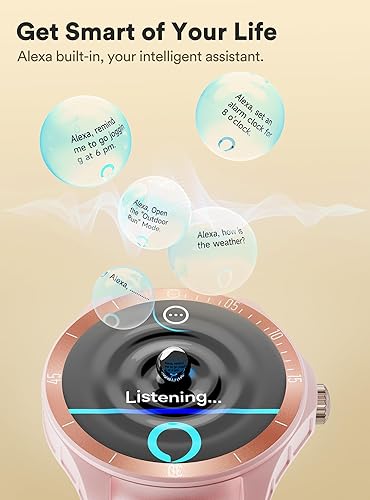 Miniatura 6 de Quican Reloj inteligente para hombres y mujeres (negro y rosa), compatible con iOS y Android, reloj de actividad con frecuencia cardíaca, monitor de