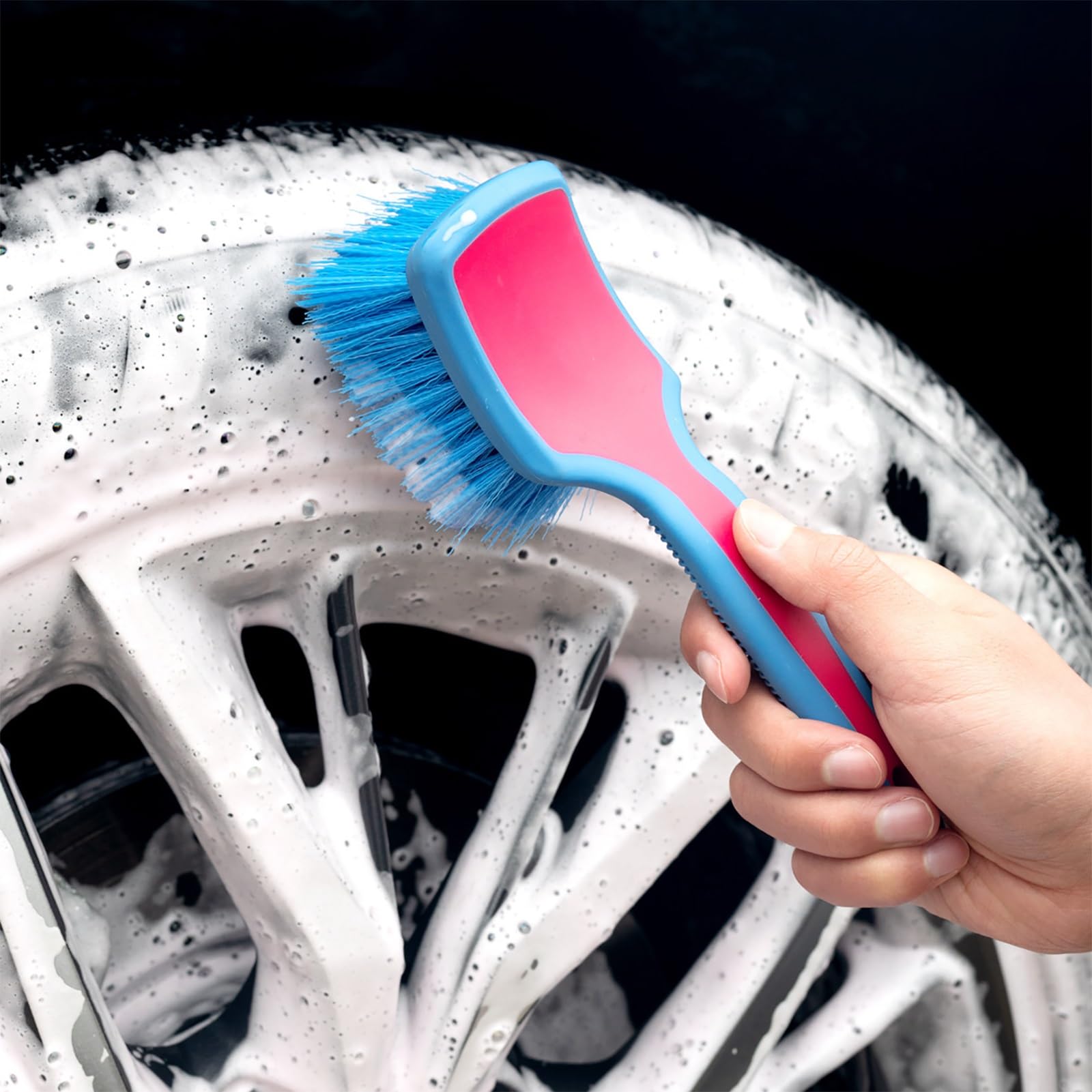 Spazzola per Pneumatici per Detailing Auto, Spazzola per La Pulizia Degli Pneumatici, Impugnatura Antiscivolo, Efficace e Resistente, per Uso Domestico o Autolavaggi(3pcs)