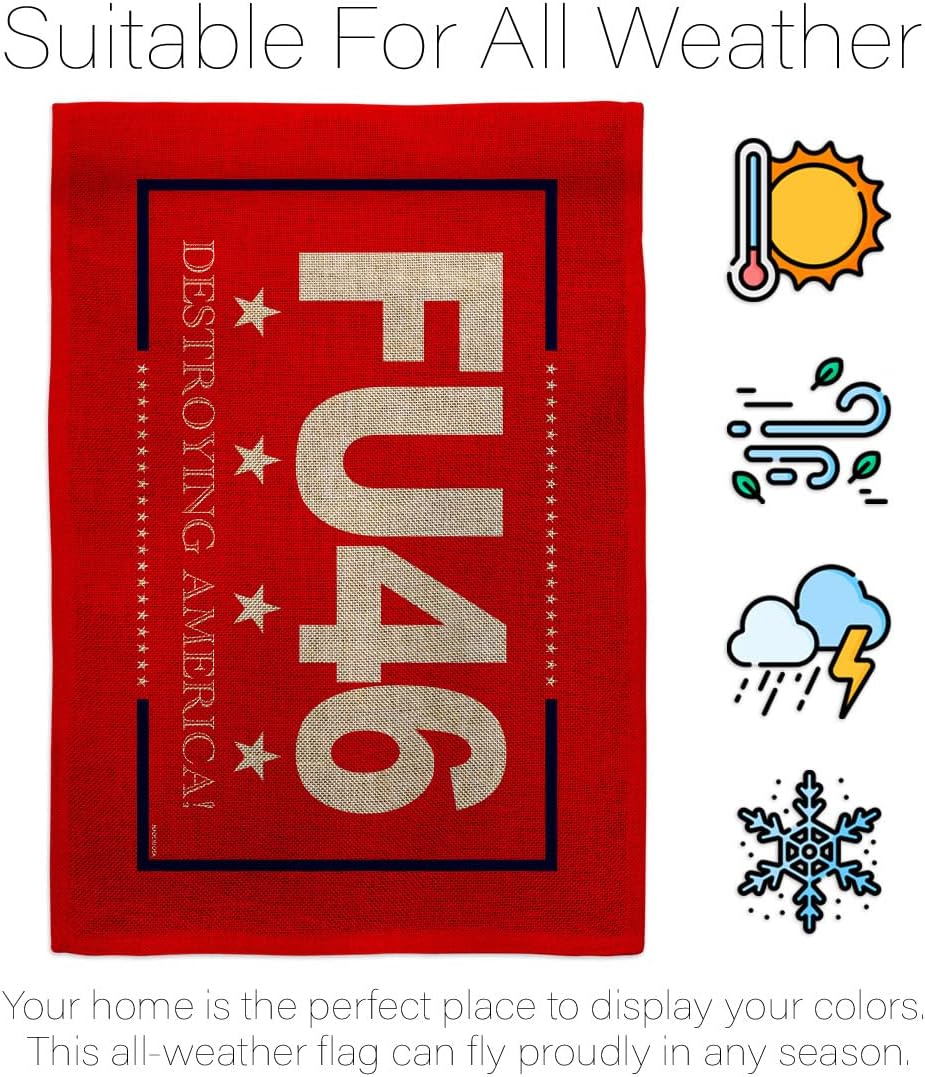 Trump Flag FU 46 Burlap Garden House Flag Kit Patriotic Trump 2024 President Republican Party United States American Election Decoration Banner Small Yard Gift Double-Sided, Made in USA