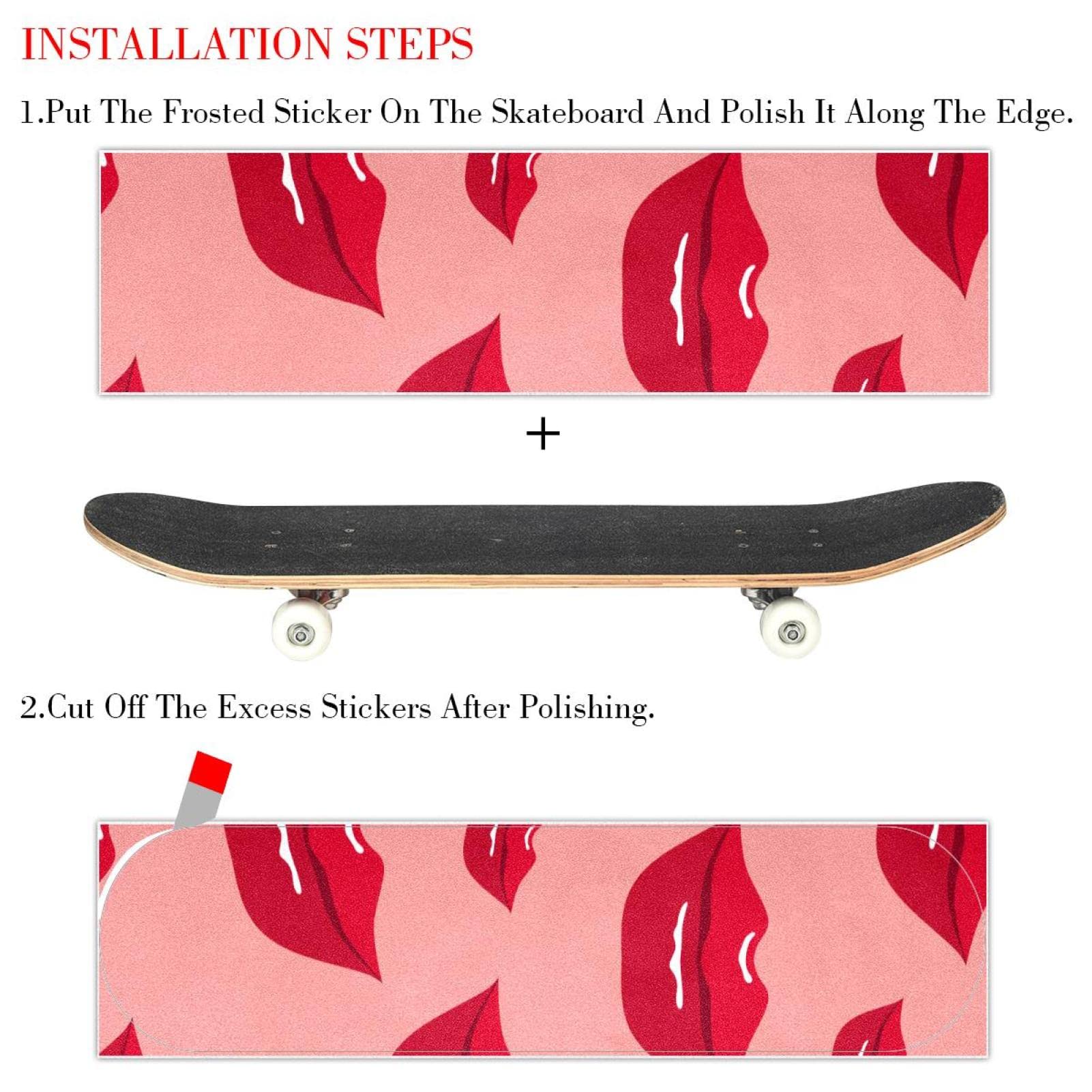 Lips Lot de 2 feuilles de papier abrasif pour planche de skateboard et longboard