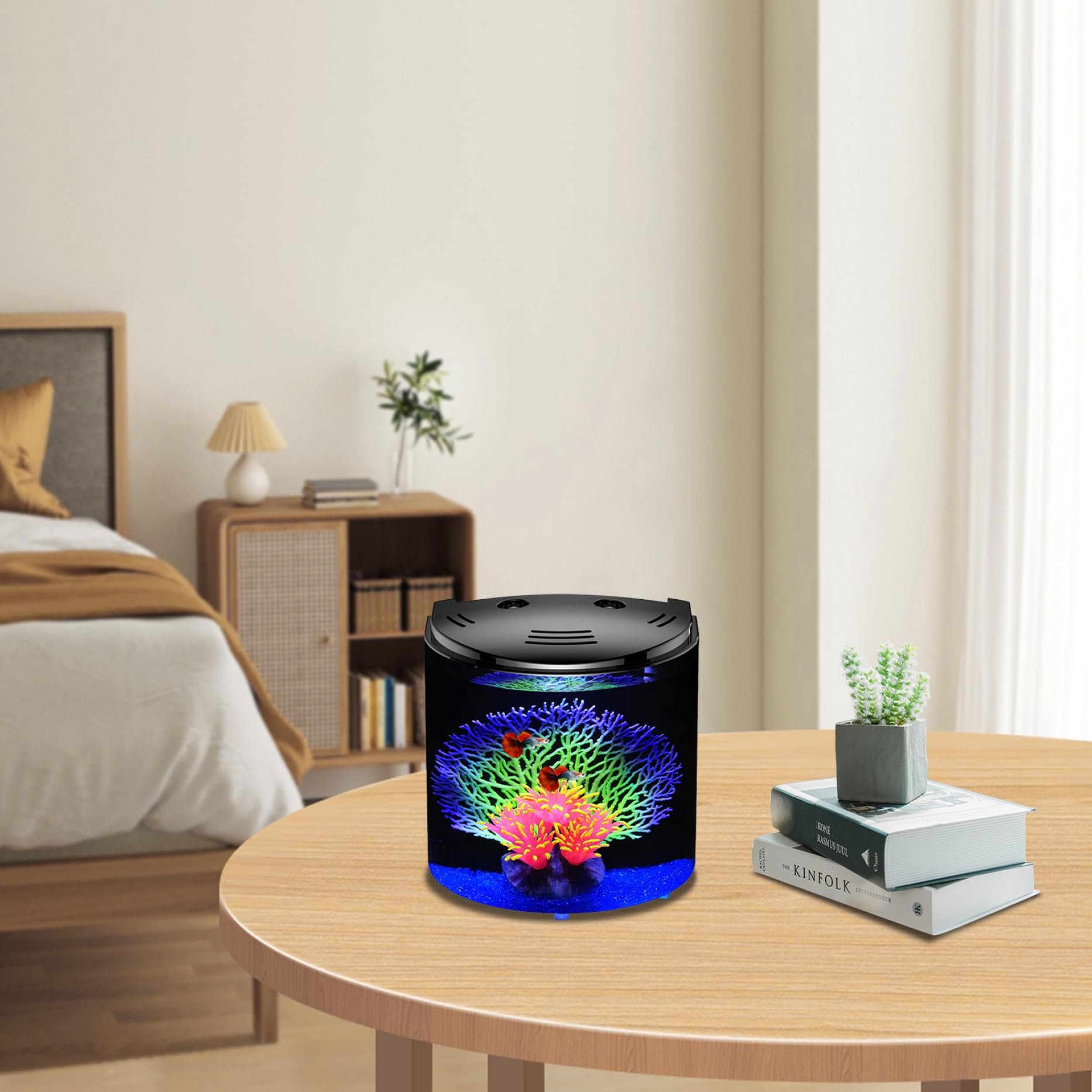 Acquario per pesci in acrilico trasparente con filtro a parete, piccolo acquario da 5 litri con luce a LED, per pesci tropicali 7, 9x5, 5x8, 3, pesce rosso portatile da tavolo, piccolo
