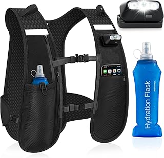 Nextyu Colete de hidratação Trail Running para homem, mulher, mochila de corrida leve refletor com bolsa de 500 ml, alça...
