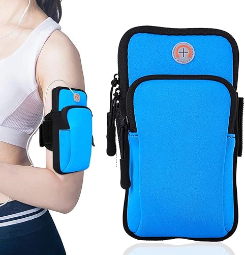 Miniatura 8 de Brazalete deportivo, gimnasio para correr, bolsa universal para teléfono inteligente con orificio para auriculares, bolsillos multifuncionales