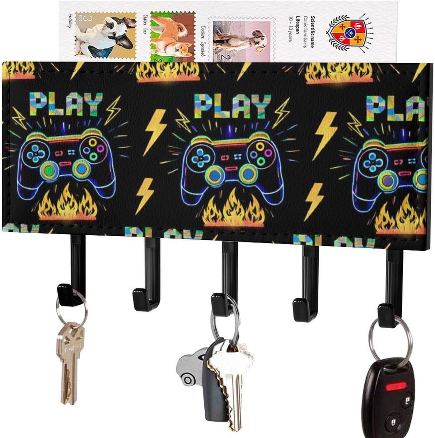 Video Games Joystick Fire Video Game Wall Mounted Key Hook 7.1 X 4.3 Inches
