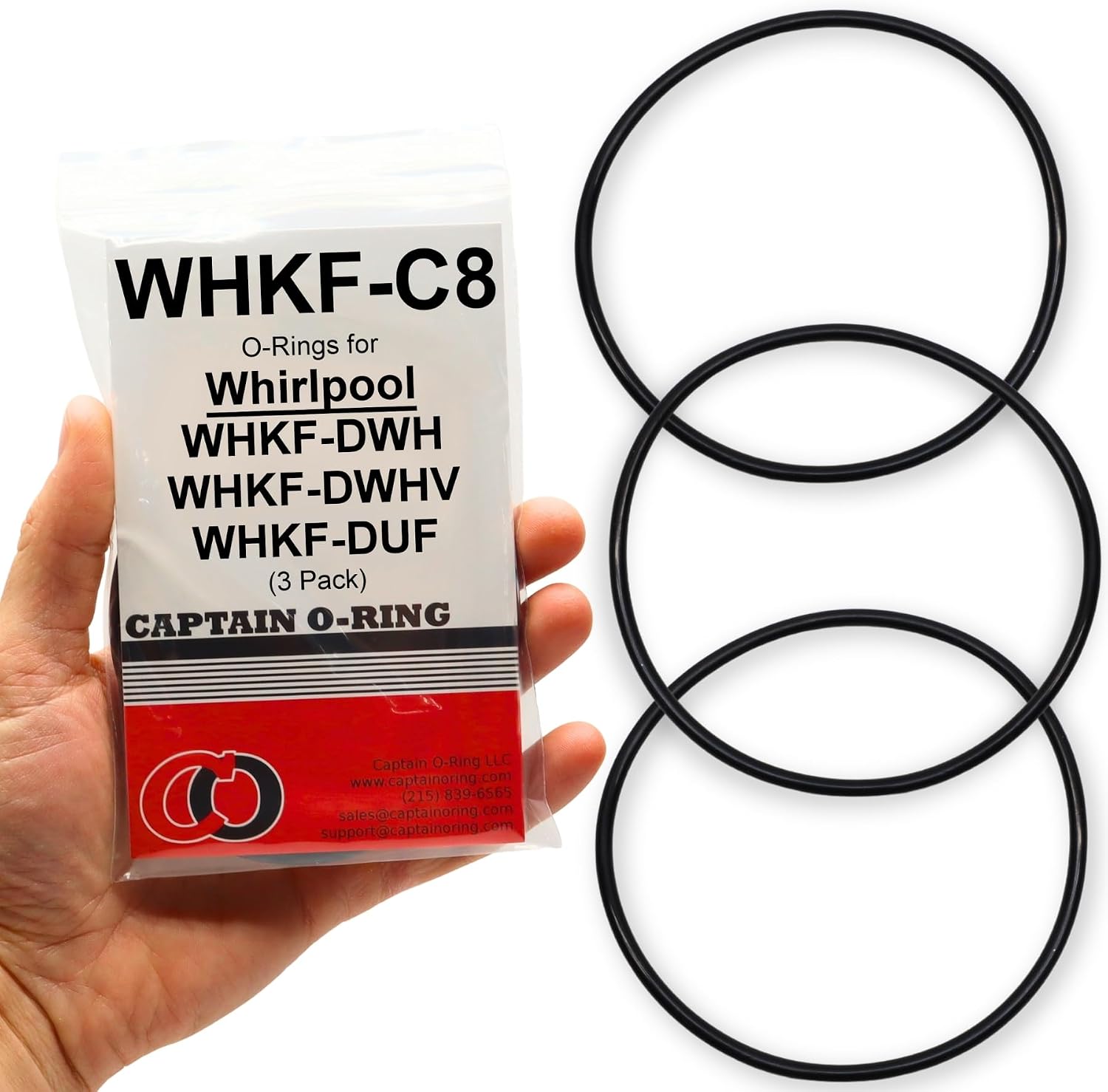 Captain O-Ring - (3 Pack) Replacement WHKF-C8 O-Rings for Whirlpool WHKF-DWHV, WHKF-DWH & WHKF-DUF Water Filter Housing
